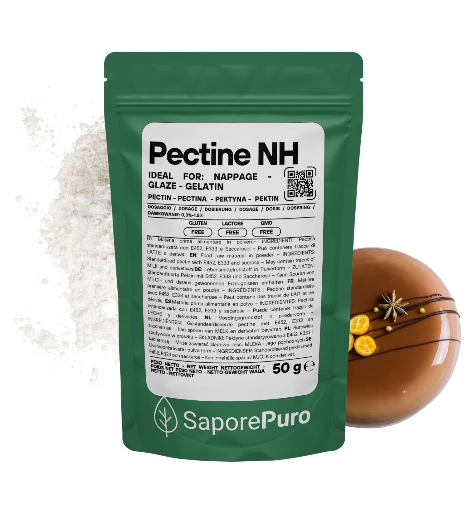SaporePuro Pectine NH 50 g | Id ale pour Nappage Gla ages et Gel es | Haute Polyvalence Soluble dans l Eau Sans Gluten - Buy Online on GoSupps.com