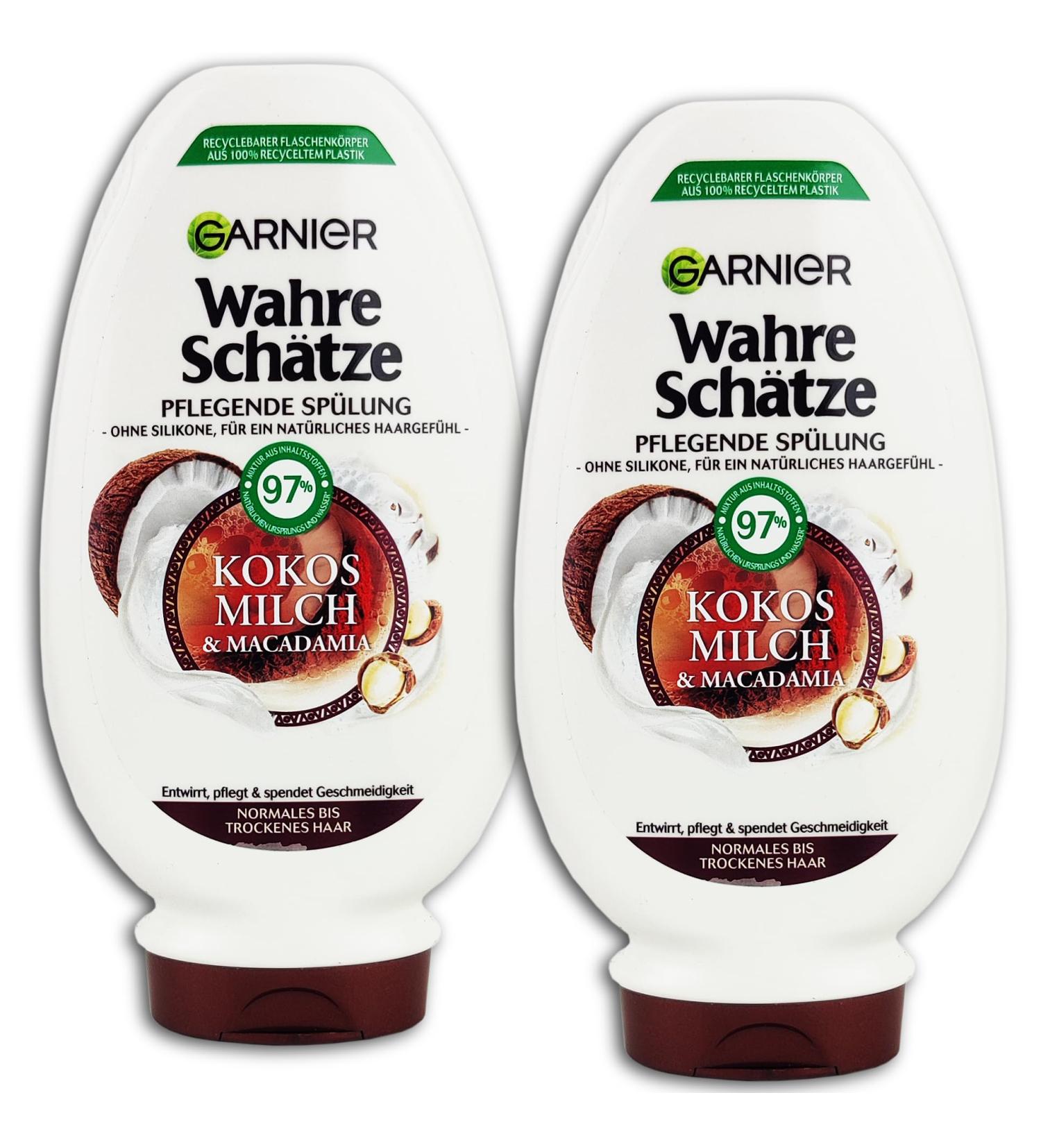 Garnier Garnier True Treasures Coconut Milk and Macadamia Conditioner for Normal and Dry Hair 2 x 200 ml Pack of 2