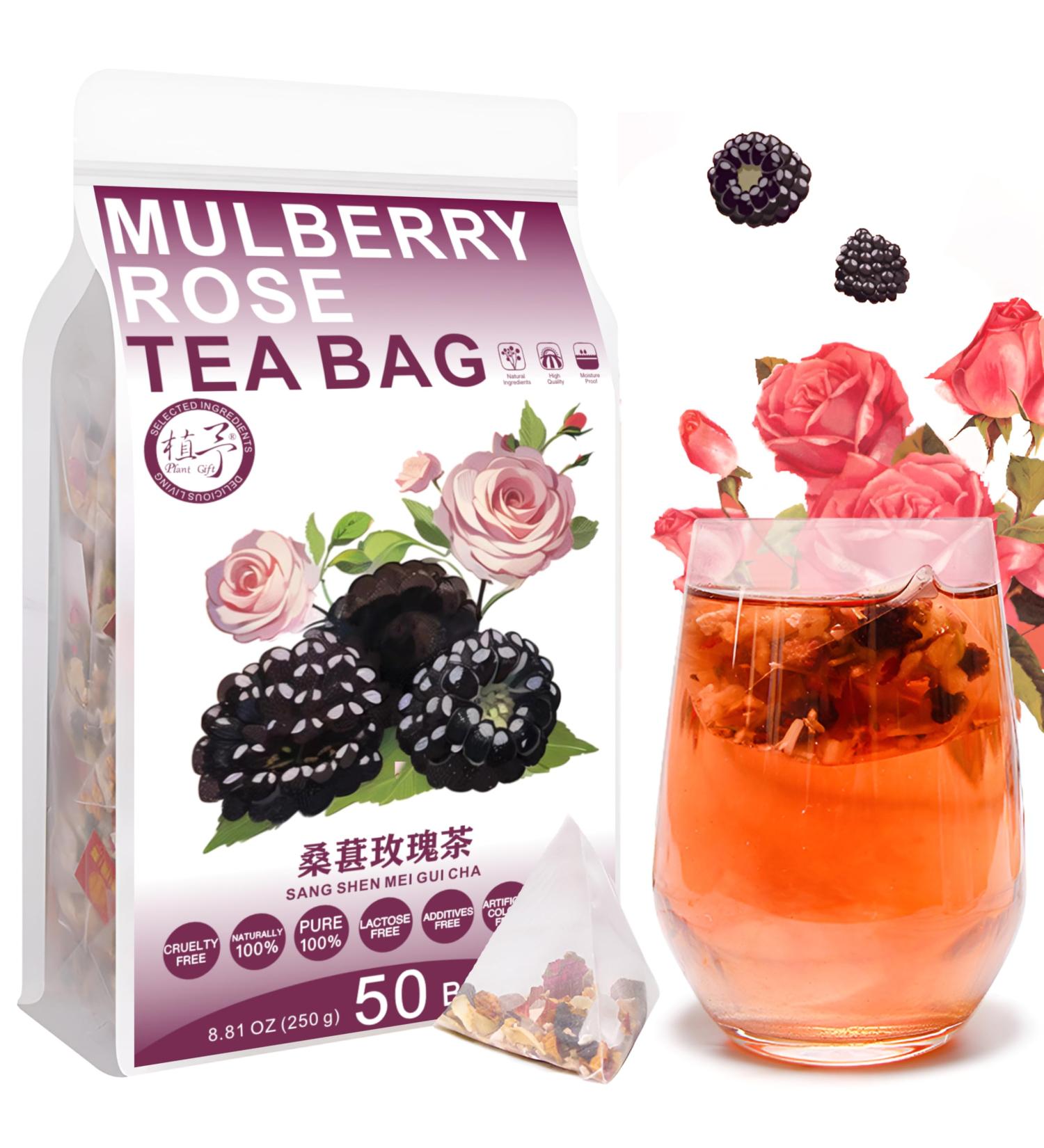 Plant Gift Mulberry Rose Tea Bag 8.81oz (5g*50bags) poireaux roses lys Chine pure et naturelle m lange de sant de th m lange de th de fleur 250g  - Buy Online on GoSupps.com
