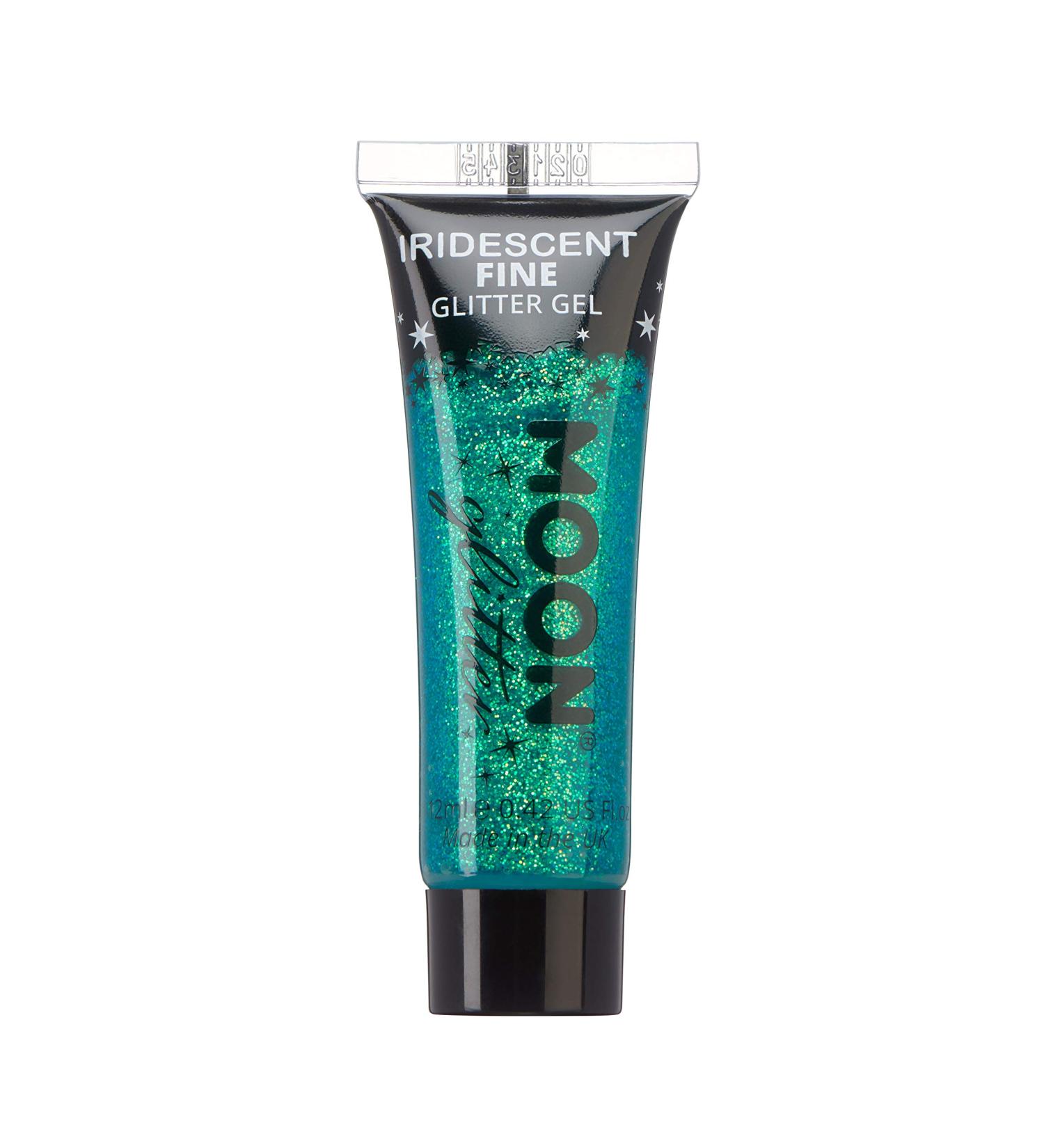 Iridescent Green Glitter Gel by Moon Glitter - 12ml - Cosmetic Festival Glitter for Face, Body, Hair, Nails - Buy Online on GoSupps.com