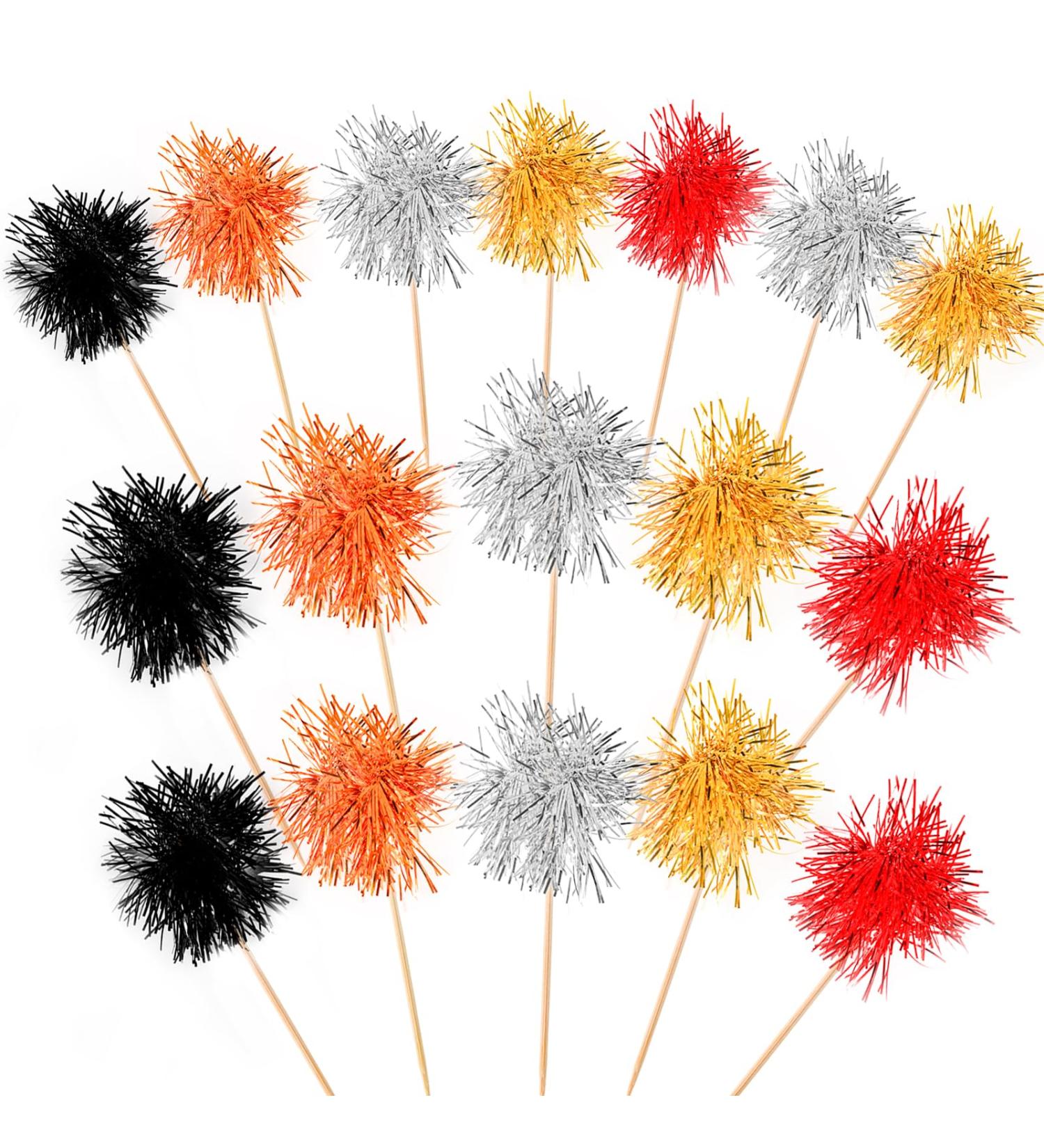 Firework Cupcake Toppers Graduation Foil Frill Toothpicks Holiday Cake Decorations (100 Pcs (Black Red Gold Silver Rose gold)) - Buy Online on GoSupps.com