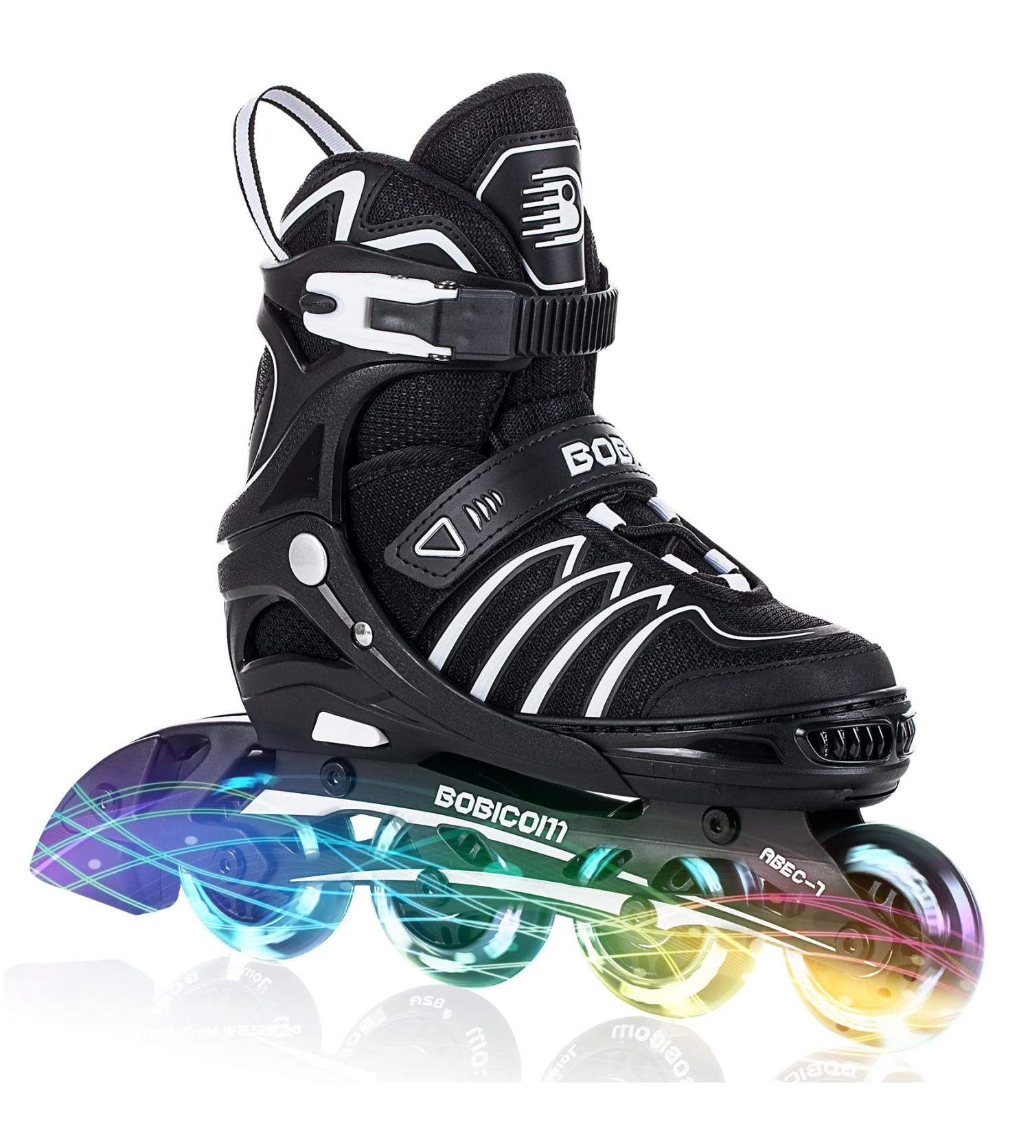 Adjustable Full Light Up Wheels Inline Skates for Kids & Adults - Black - Buy Online on GoSupps.com