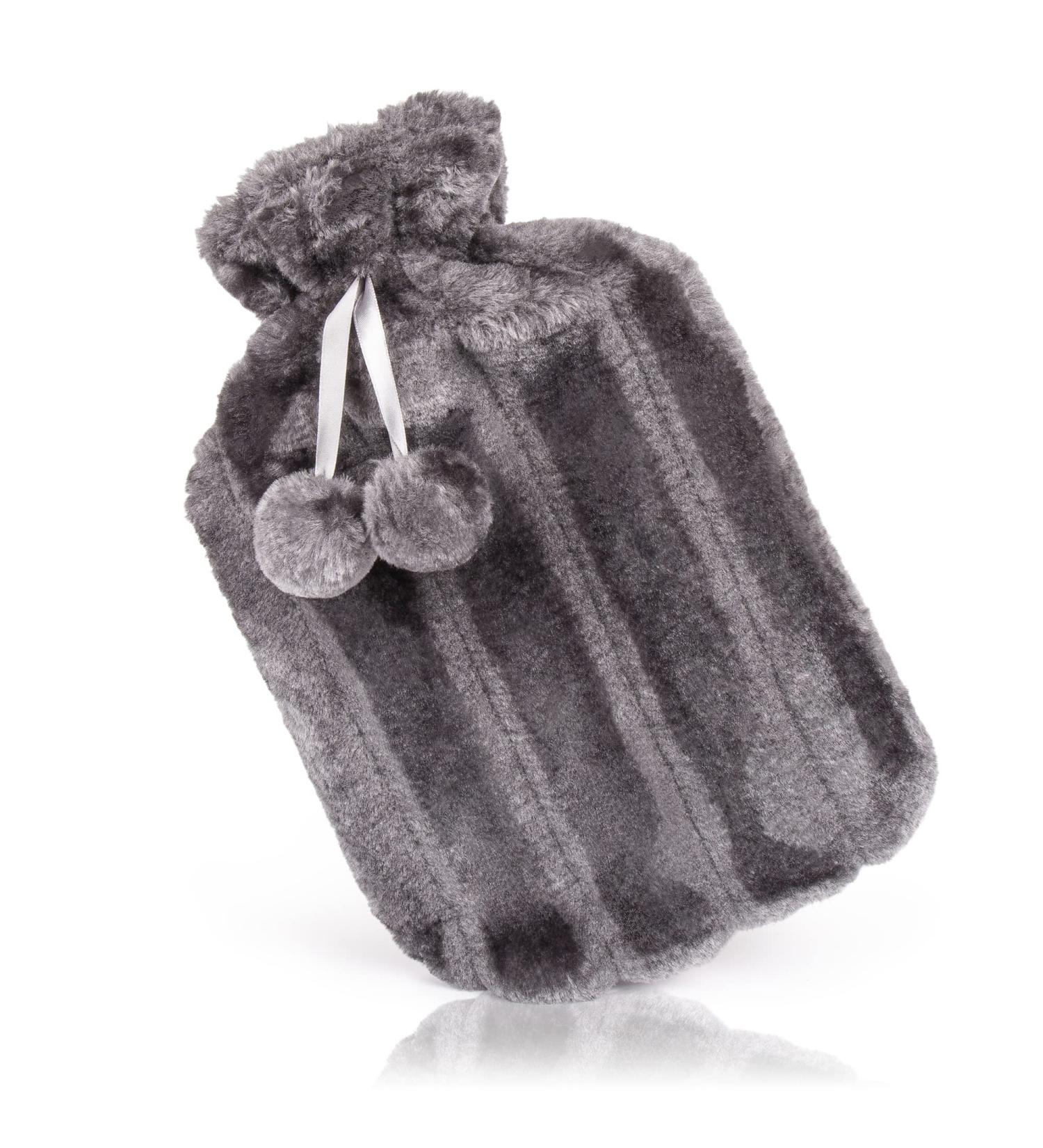 Yumaya 1.8L Hot Water Bottle with Soft Cover - Premium Natural Rubber | Comfort & Warmth for All | Ideal Birthday Gift - Gray - Buy Online on GoSupps.com