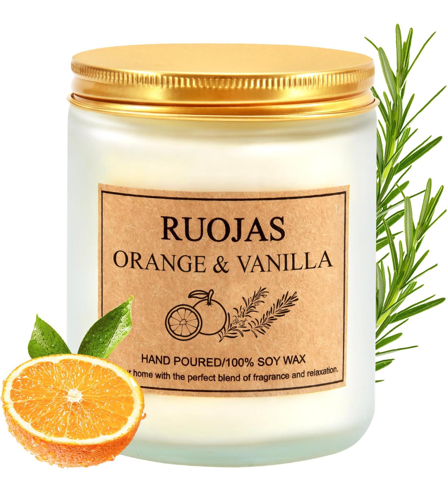 Natural Soy Scented Candle - Vanilla & Orange Aromatherapy | Perfect Gift for Mom & Dad | 45 Hour Burn Time (7oz - Buy Online on GoSupps.com