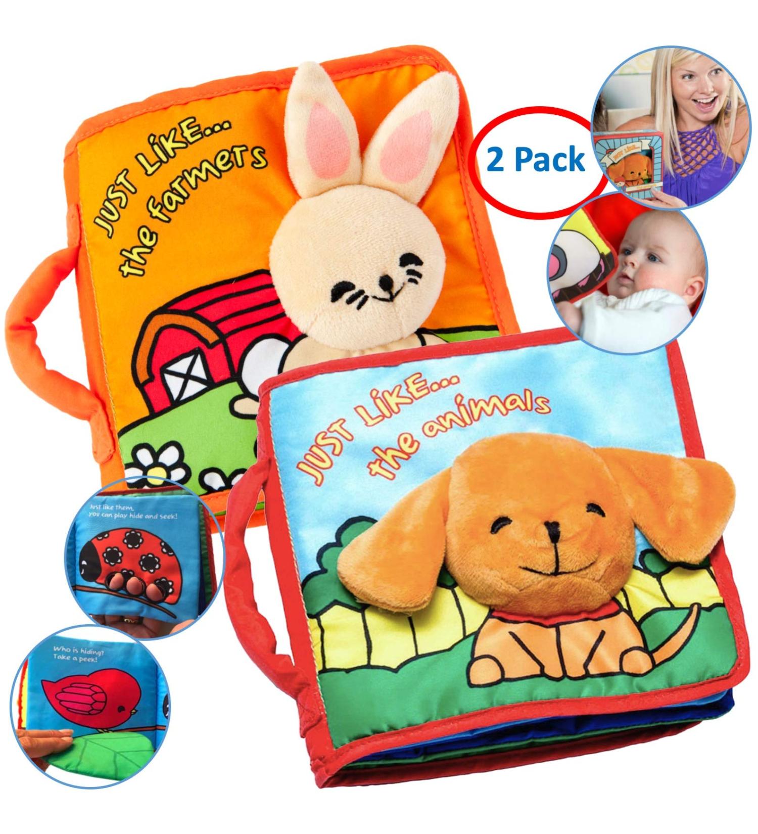 Stimulating Baby Books 0-12 Months | Crinkle Books for Babies | Soft Cloth Animals Book Set | Perfect Toys Gift for Infants | 2-Pack - Buy Online on GoSupps.com