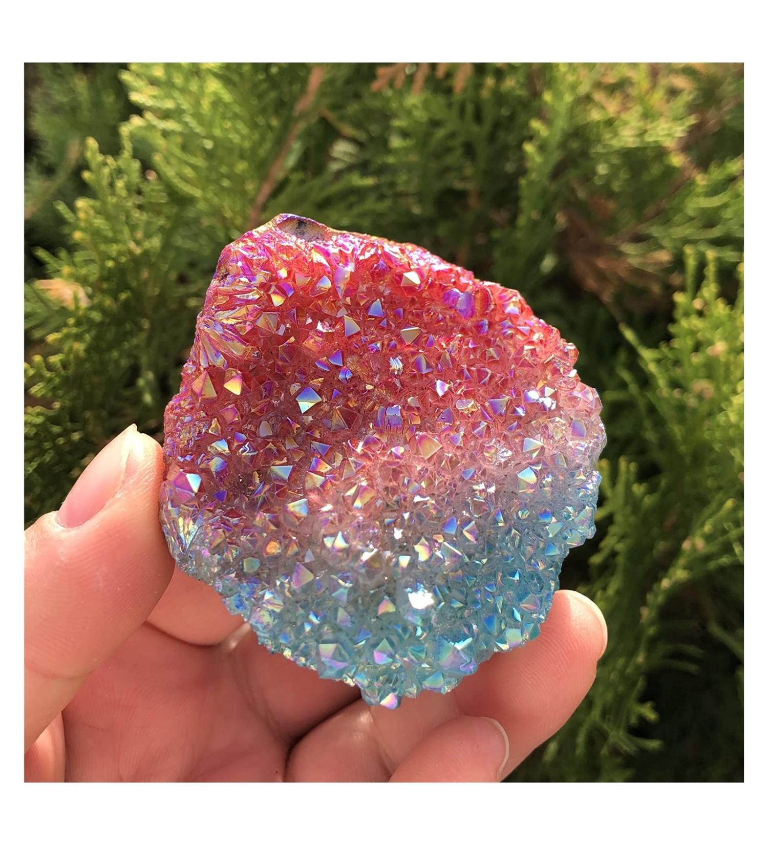 Natural Aura Red and Blue Stone Flower Electroplated Crystal Cluster for Healing Decoration (Size : 80-90g) - Buy Online on GoSupps.com
