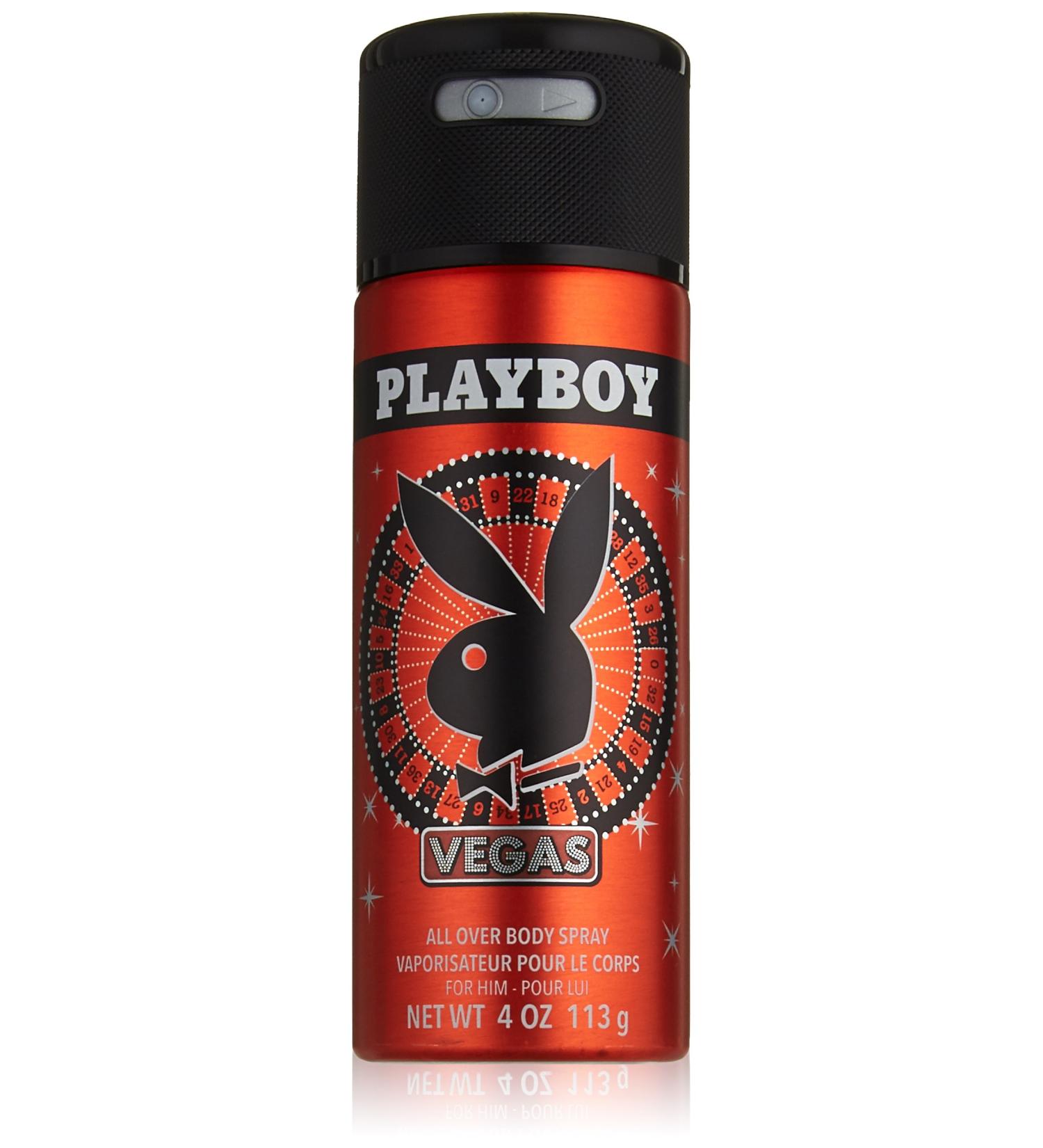 Playboy Male Body Spray Vegas Scent 4 oz. Long Lasting Body Spray for Men from Playboy Scents of Musk Amber Vanilla Vegas 4 Fl Oz (Pack of 1)