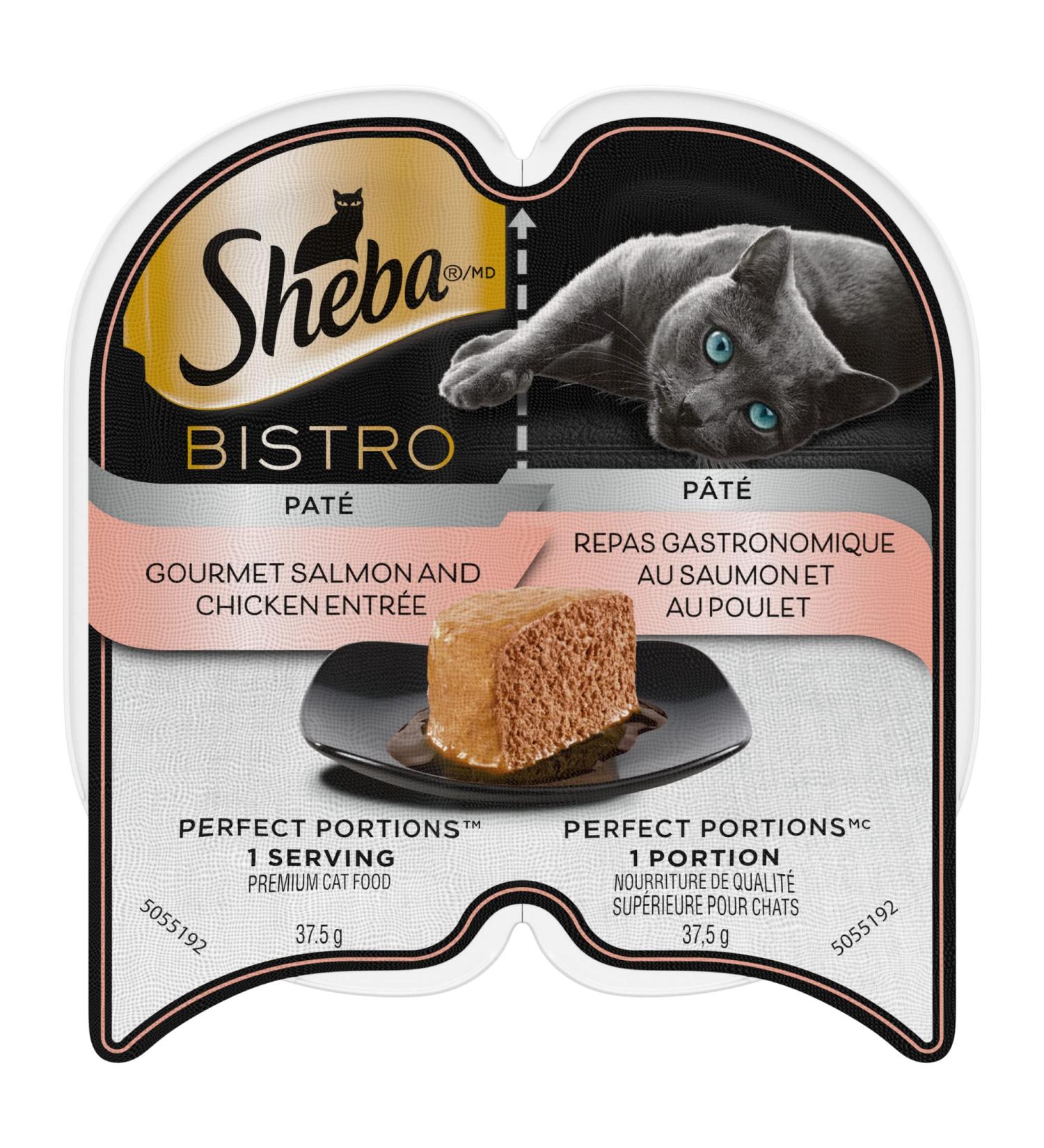 SHEBA Bistro Perfect PORTIONS Cat Food Wet Adult Pat Gourmet Salmon & Chicken Entr e 75g Tray (24 Pack) Pat Gourmet Salmon & Chicken Entr e 75 g (Pack of 24) - Buy Online on GoSupps.com