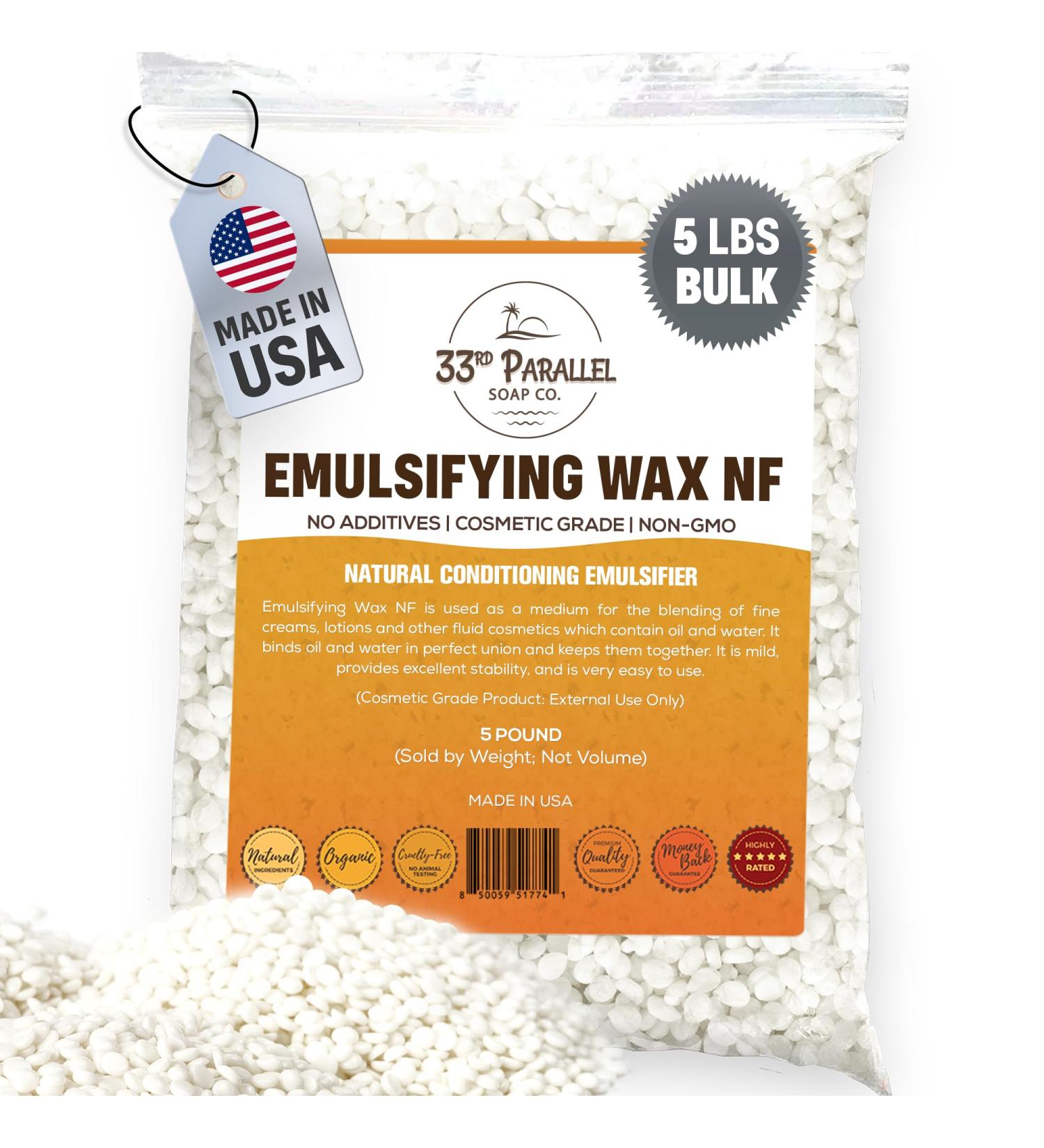Non-GMO Emulsifying Wax NF Pastilles (5 LBS / 80 OZ) 100% Natural Plant Derived | For Lotions Creams Soap Making Hair Products | Cosmetic Grade | Product of USA | 5 POUNDS - Buy Online on GoSupps.com