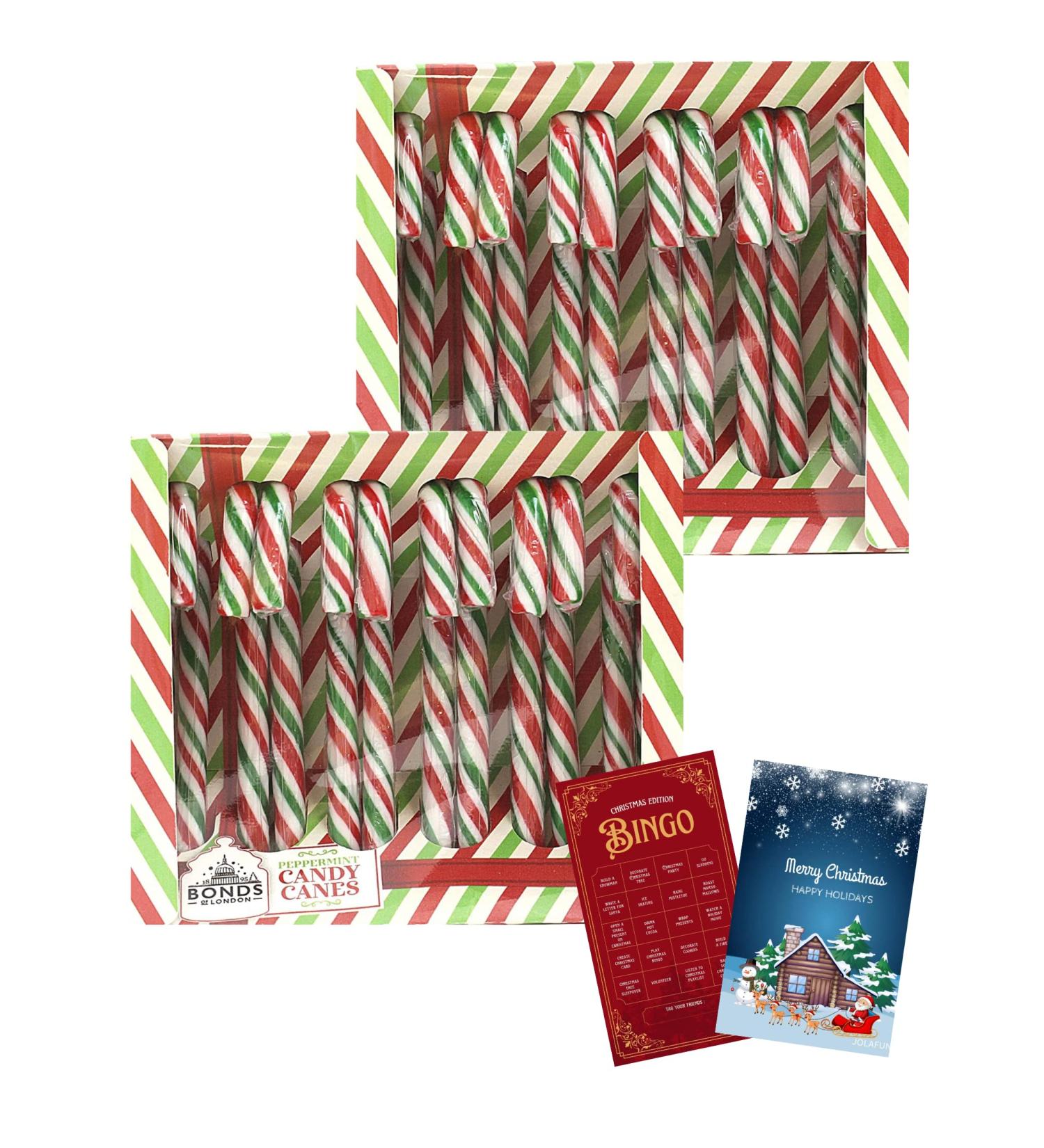 Christmas Candy Canes Sweets Bonds of London - 24 Peppermint Flavour Candies for Xmas Tree Decorations and Festive Treats - Buy Online on GoSupps.com