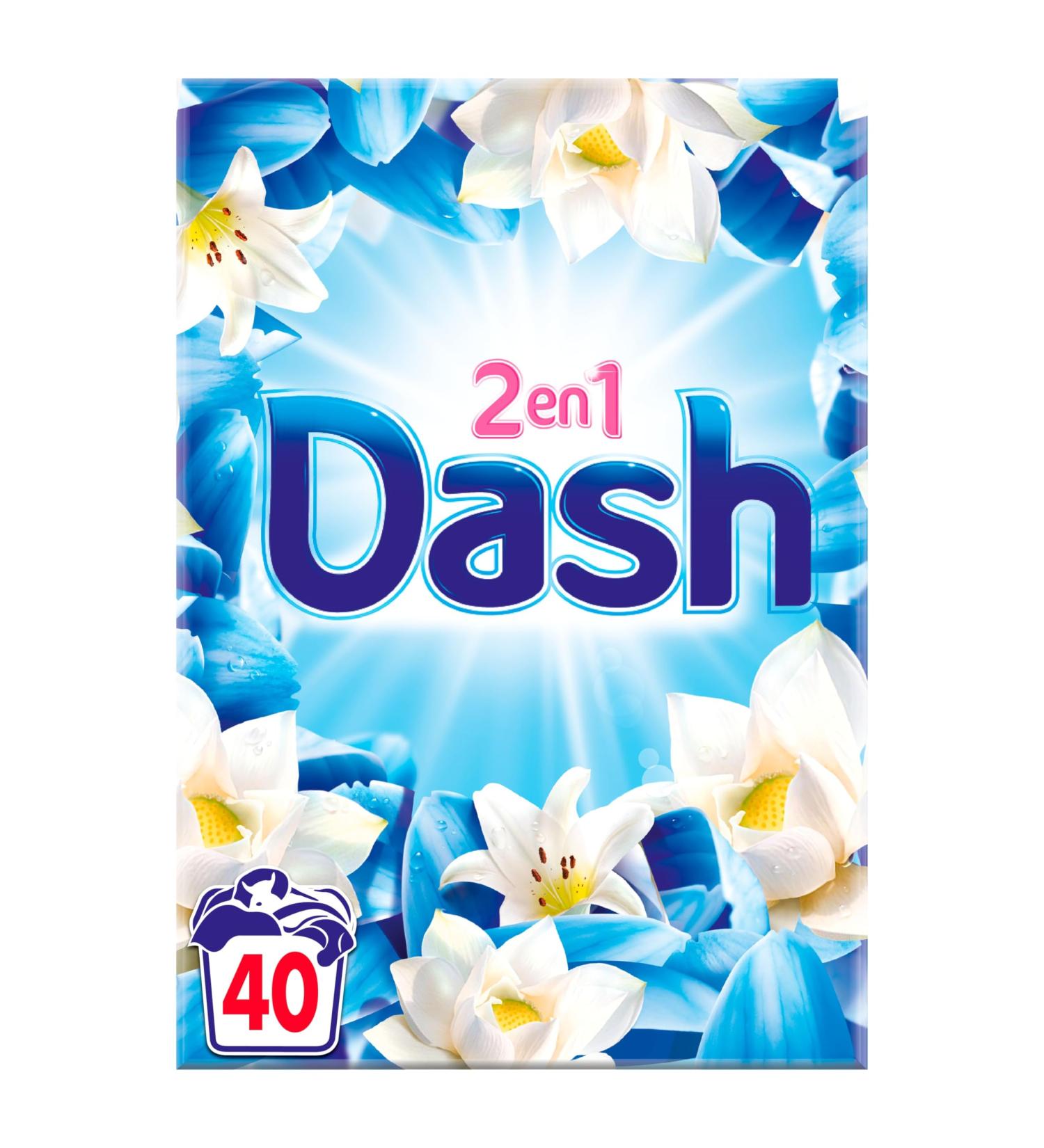 Dash 2in1 Lotus Flowers and Lily Laundry Powder 44 Washes, with Lenor Freshness, Made in France
