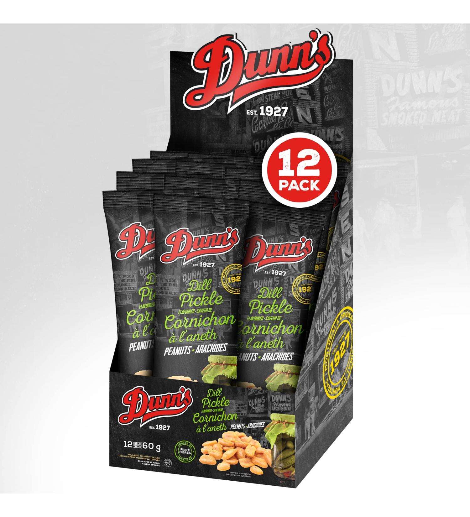 Dunn s Famous Dill Pickle Peanuts Roasted Dill Pickle Flavored Peanuts Rich in Fiber Iron and Unsaturated Fats Jumbo Runner USA Quality Whole White Peanuts Heart-Healthy Snack Pack DILL 1 Pack (12x60G) - Buy Online on GoSupps.com