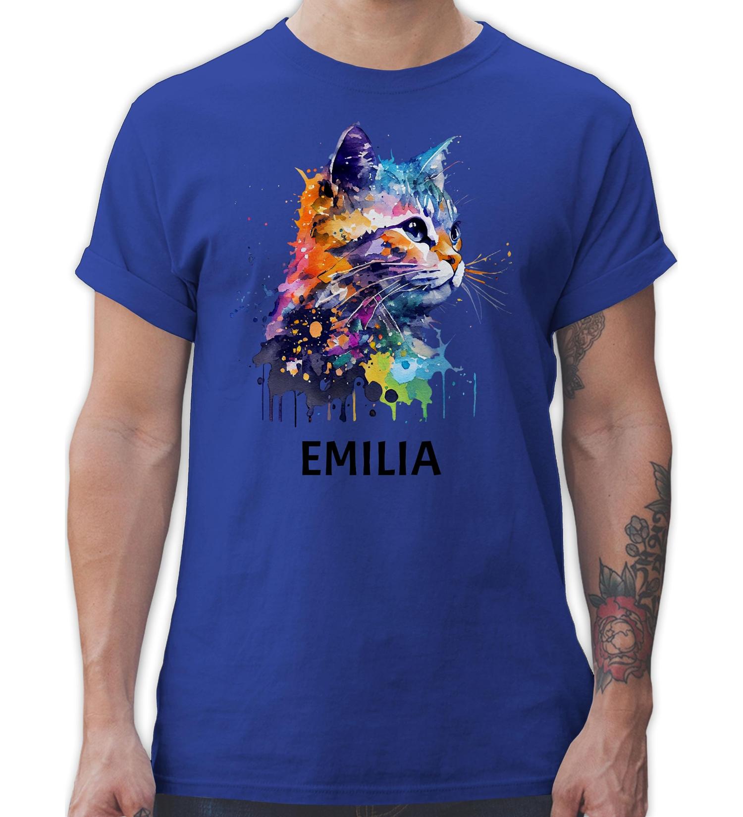 Personalized Men's T-Shirt - Custom Gift with Names | Cat Design | Shirtracer | Royal Blue 5XL - Buy Online on GoSupps.com