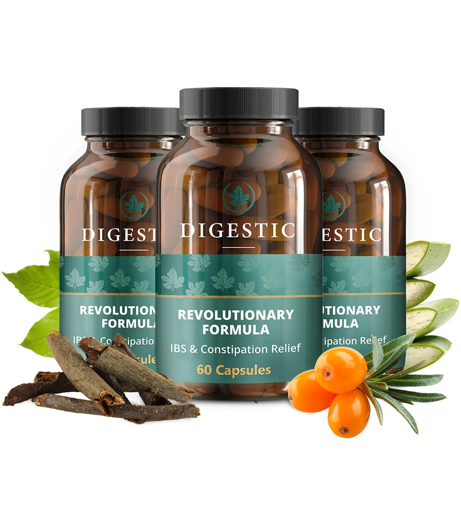 Digestic - 100% Natural Laxative for Constipation Relief - 180 Capsules - Colon Detox Cleanse for Bloating and Gas Relief - Buy Online on GoSupps.com
