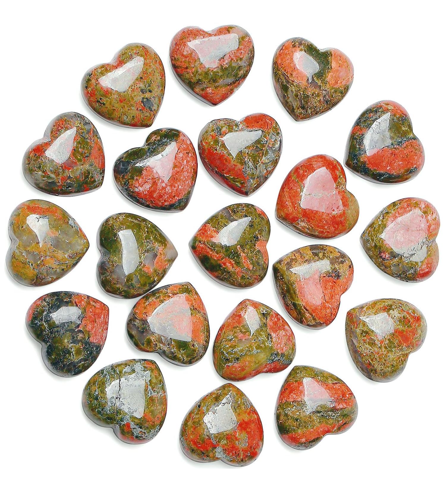 MAIBAOTA Unakite Healing Crystals Gemstones Pocket Gifts Heart-Shaped Nature Spiritual Energy for Women Men Reiki Divination Balancing Yoga Meditation 10PCS - Buy Online on GoSupps.com