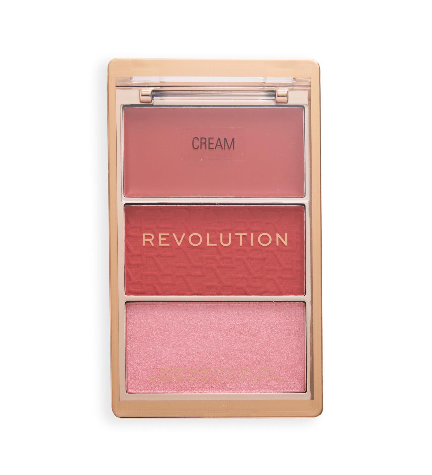 Revolution Blush Icon Palette Palette de Blush Cr me et Poudre Compacte Haute Pigmentation 3 Teintes My Cherry Truth Rebellious Red 10g - Buy Online on GoSupps.com