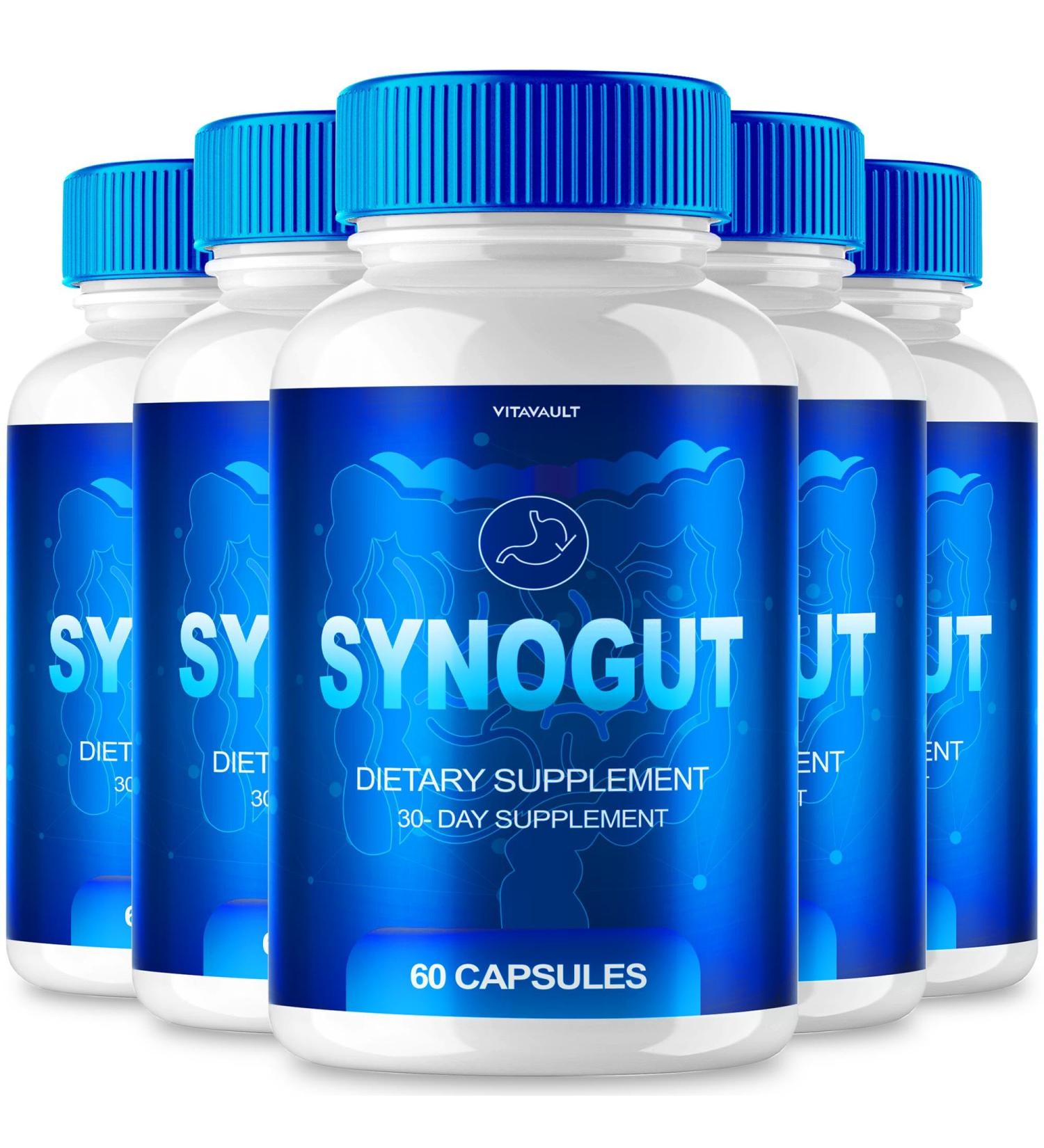Vitavault (5 Pack) Synogut Digestive Health Support 300 Capsules - Enhance Your Gut Health & Digestive System with Original Formula