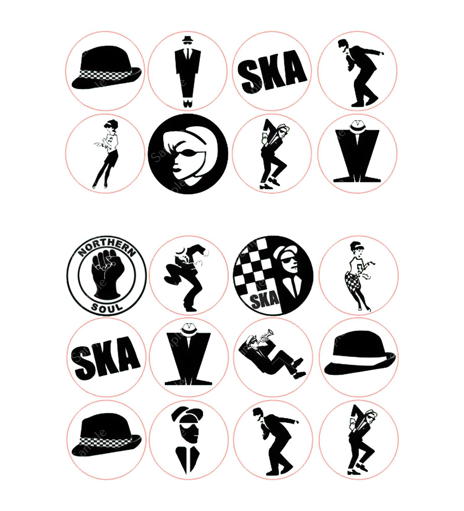 20 x Pre-Cut Ska Round Edible Wafer Cupcake Toppers Cake Decoration