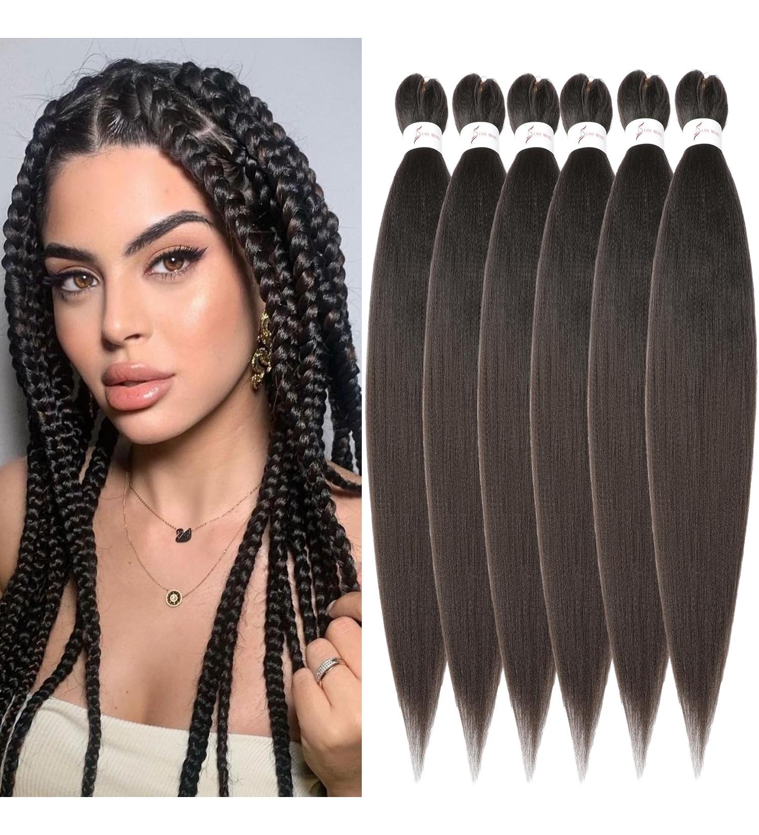 Easy Braid 32 Inch Pre-Stretched Braiding Hair Extensions - 6 Packs Yaki Textured Crochet Synthetic Hair for Hot Water Setting (4#) - Buy Online on GoSupps.com