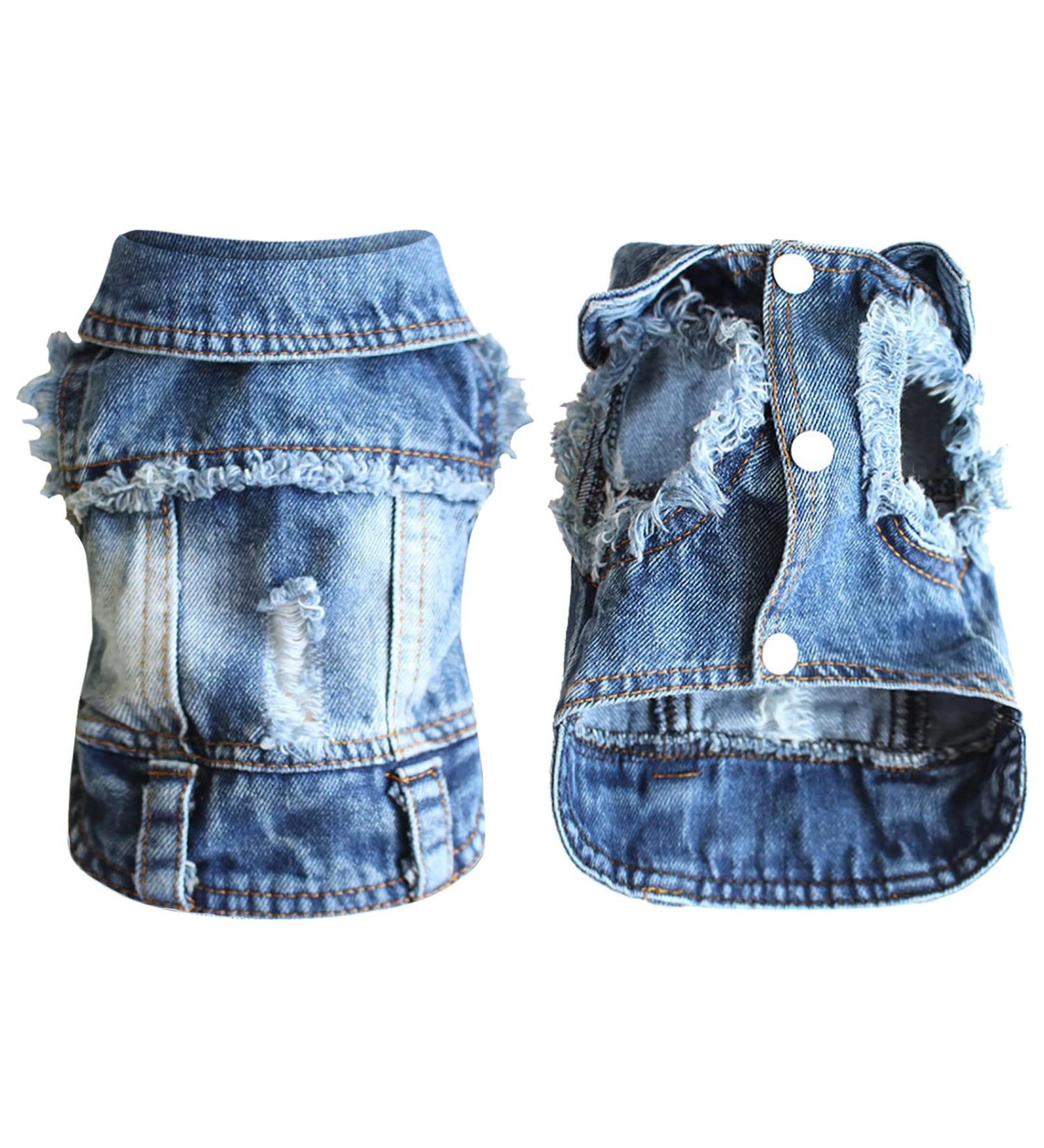 Stylish Pet Dog Denim Jacket Vest - Fashionable Clothing for Small & Medium Dogs and Cats | Summer T-Shirt Sweater - Buy Online on GoSupps.com