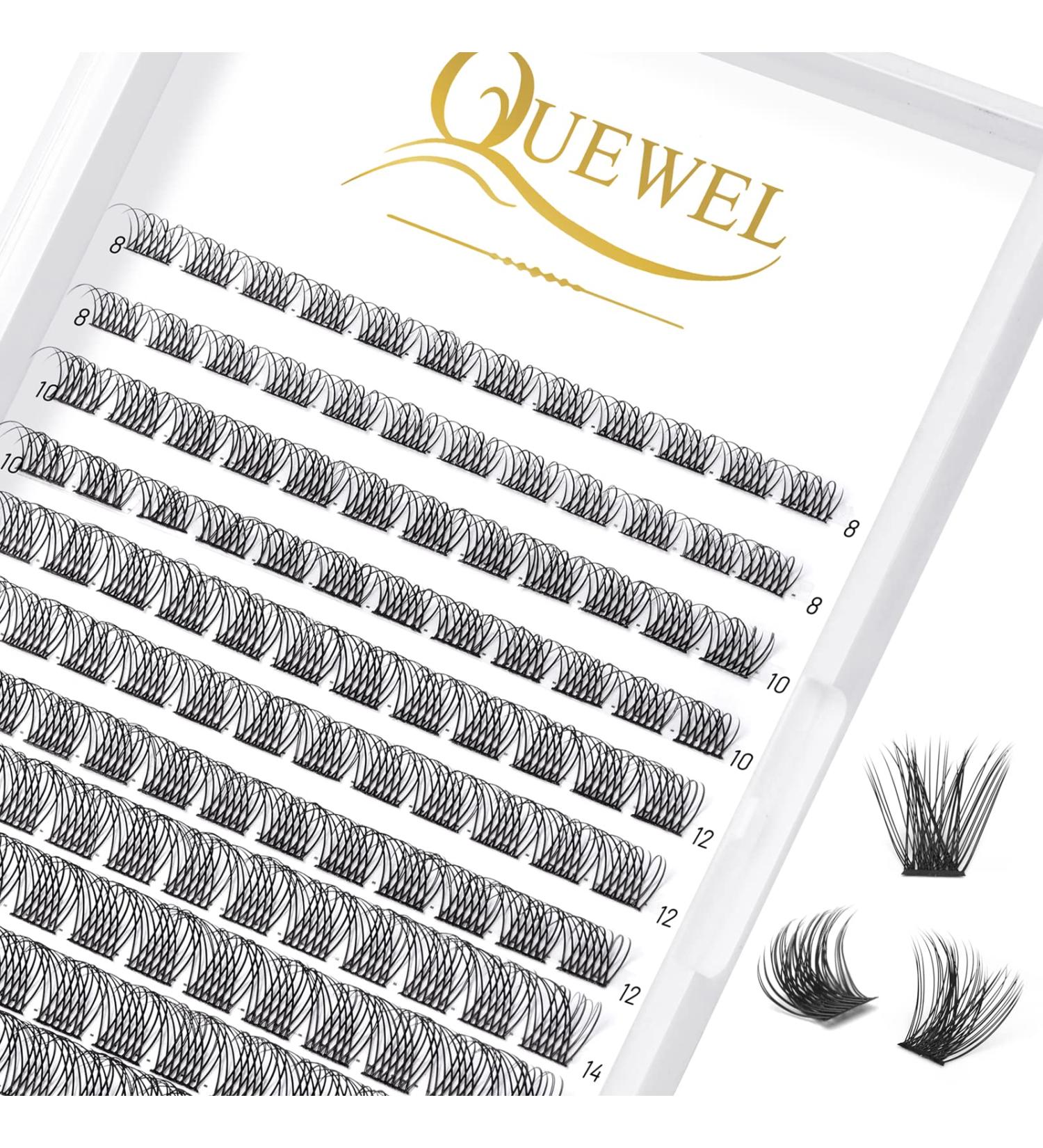 Quewel Individual Eyelash Clusters - Natural C Curl Mix 8-16mm | 144 Sticks for DIY Eyelash Extensions | International Shipping Available - Buy Online on GoSupps.com
