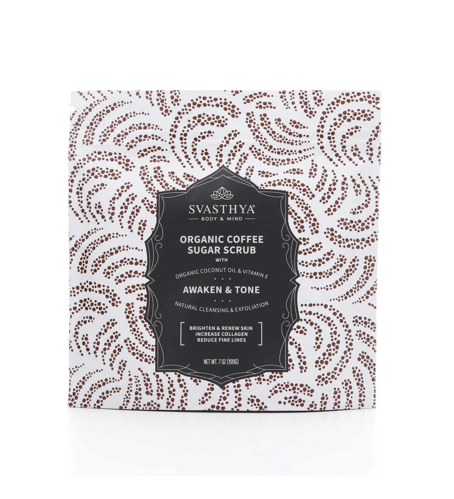 SVASTHYA BODY & MIND Organic Coffee Sugar Scrub | Vegan Exfoliating Scrub with Vitamin E Almond & Coconut Oil for Glowing Skin | 7 oz - Made in the USA - Buy Online on GoSupps.com