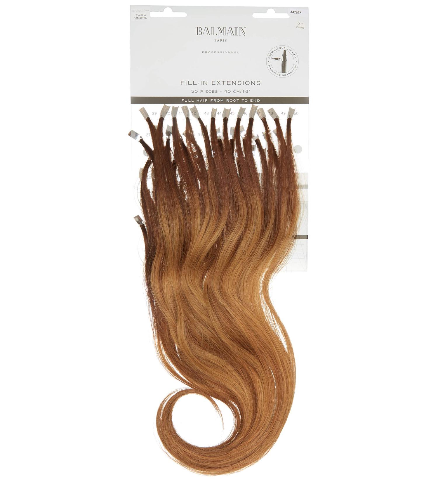 Balmain Fill-In Extensions Human Hair 50 pieces 7g.8gom 40 cm length 7G.8G Om Gold Blonde Ombre 15.75 inch