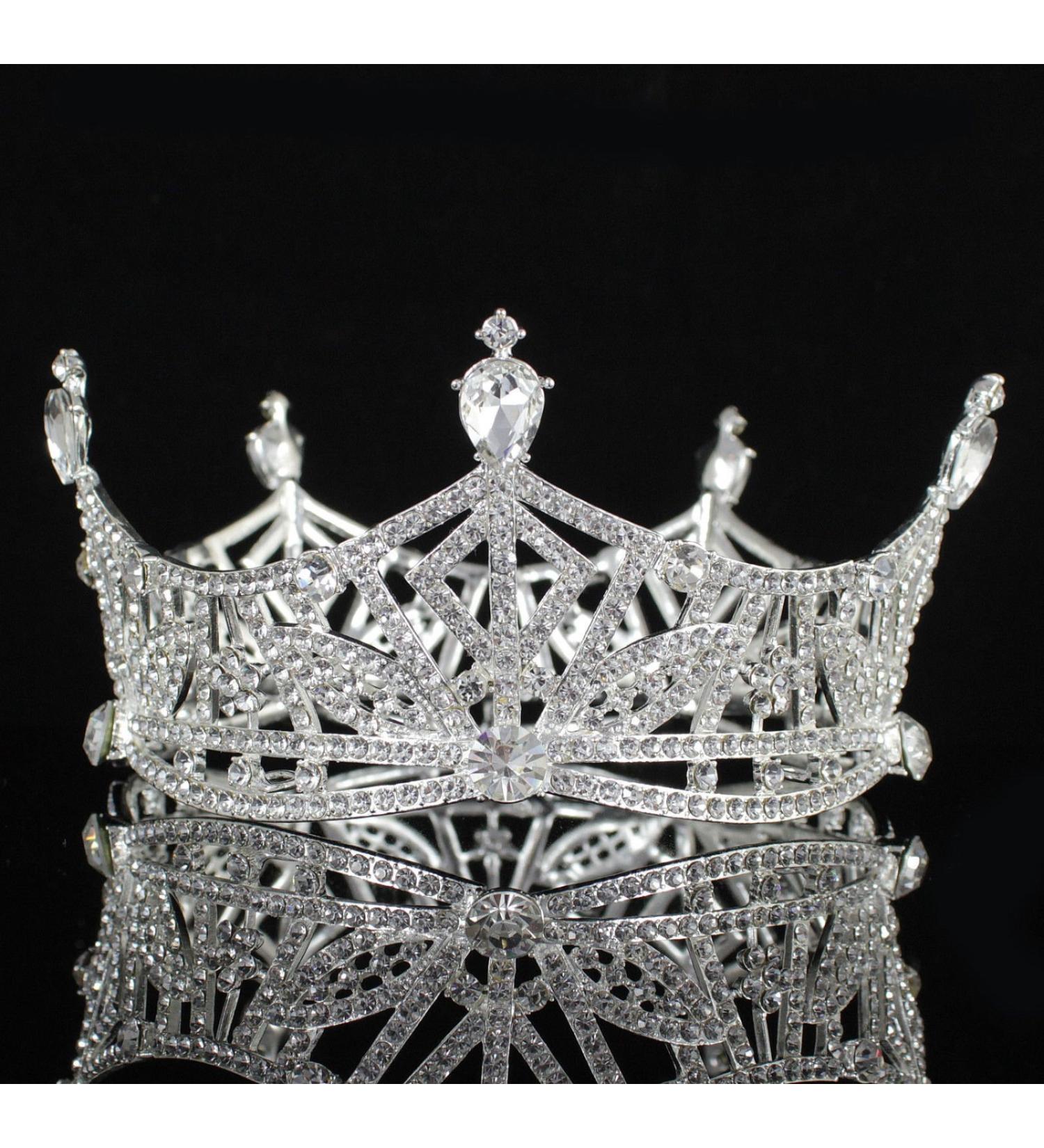 Clear Austrian Rhinestone Miss America Crown Tiara T1299 - Silver-Tone - Buy Online on GoSupps.com