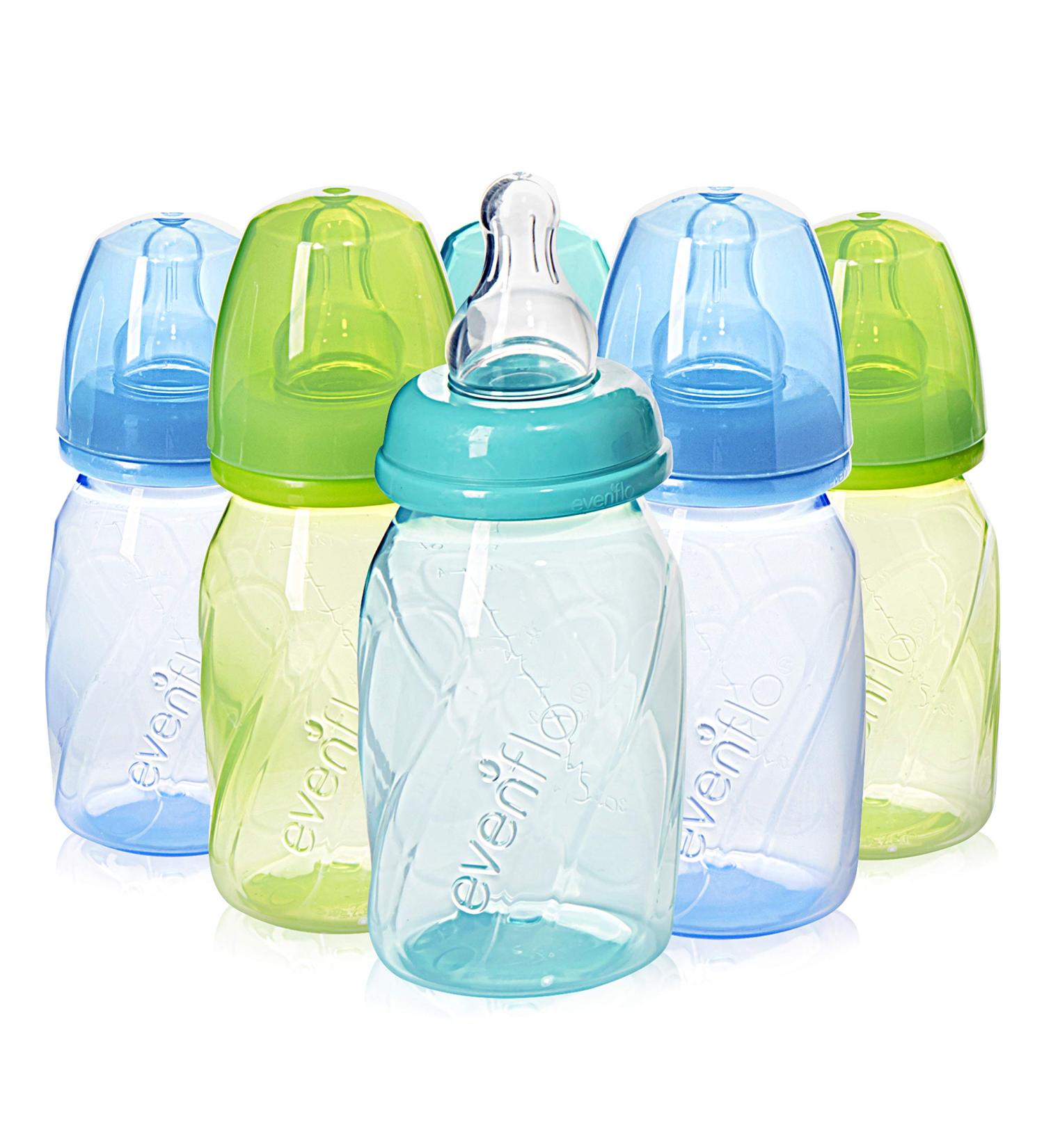 Evenflo Feeding Premium Proflo Vented Plus Polypropylene Baby Bottles 4oz (Pack of 6) - Reduce Colic - Teal/Green/Blue - Buy Online on GoSupps.com