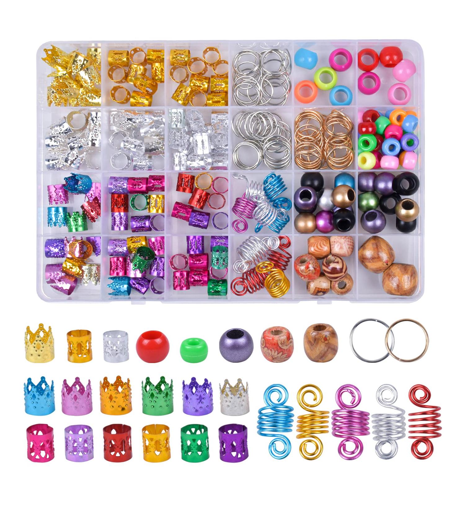 Avodova 278-Piece Hair Dreadlocks Accessories Set | Pearl Cuffs Aluminum Hair Pearls & Rings | Braids Jewelry & Wooden Beads for Kids & Girls - Buy Online on GoSupps.com