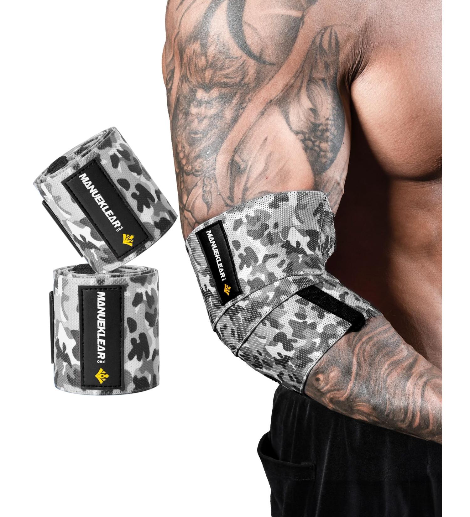 MANUEKLEAR Bench Press Elbow Sleeve - Durable 40 Nylon Wraps for Weightlifting & Powerlifting - Unisex Support in Snowfield Gray - Buy Online on GoSupps.com