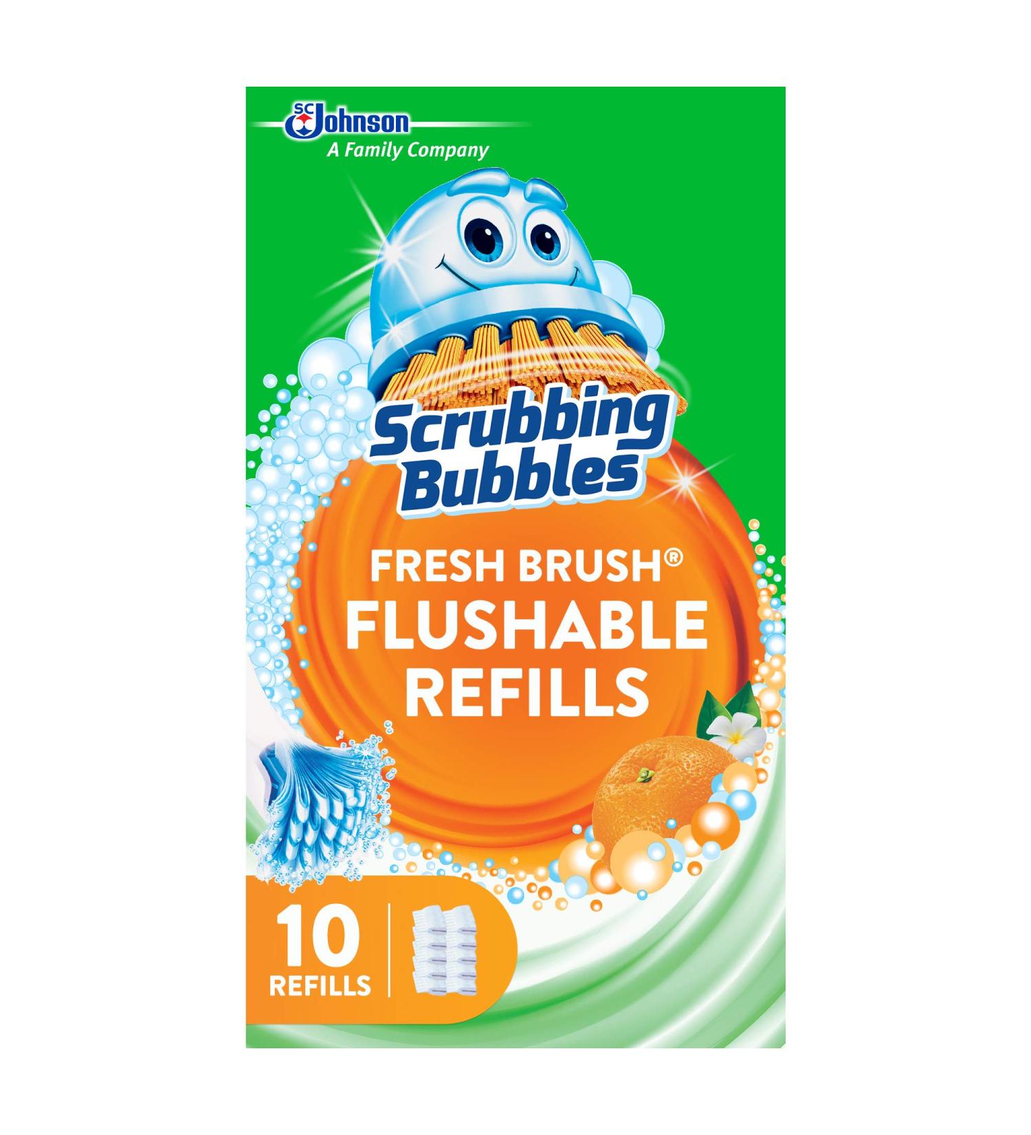 Scrubbing Bubbles Fresh Brush Flushables Refill - 10ct | Citrus Action Scent | Eliminates Odors & Limescale | Toilet & Bowl Cleaner - Buy Online on GoSupps.com
