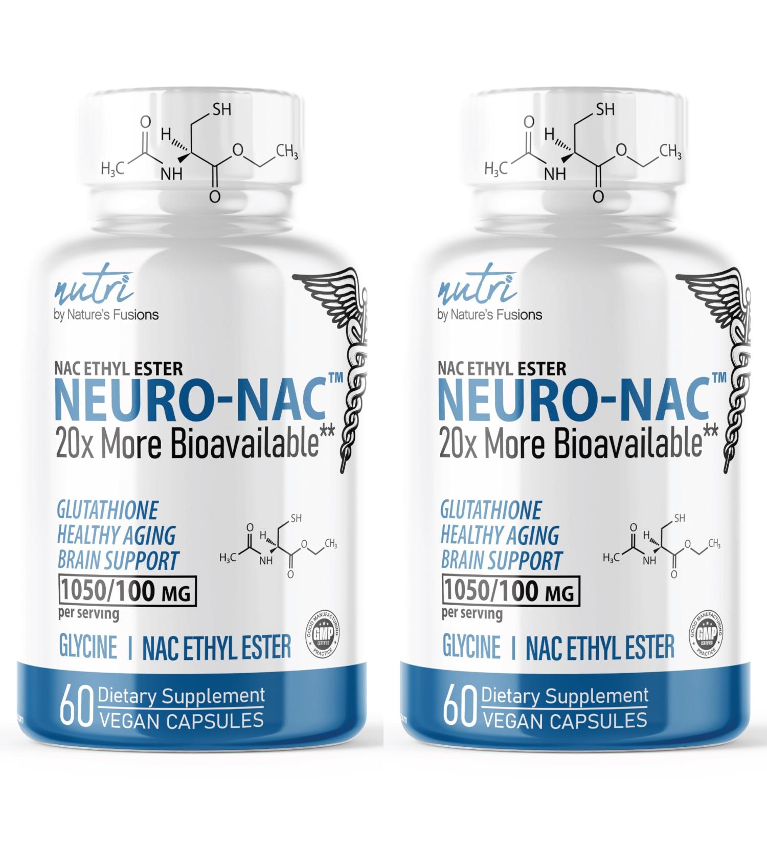 Neuro NAC Supplement - 2 Pack N-Acetyl Cysteine Ethyl Ester 600mg | 20x More Bioavailable | Boost Glutathione 10x | 120 Capsules - Buy Online on GoSupps.com