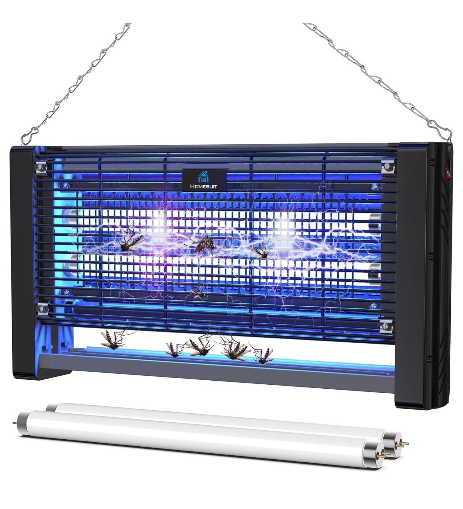 Homesuit Indoor Bug Zapper 20W Electric Mosquito Moth Wasp Insect Fly Trap Light | 3000V Powerful Bug Lamp for Home & Office | Includes 2 Replacement Bulbs - Black - Buy Online on GoSupps.com