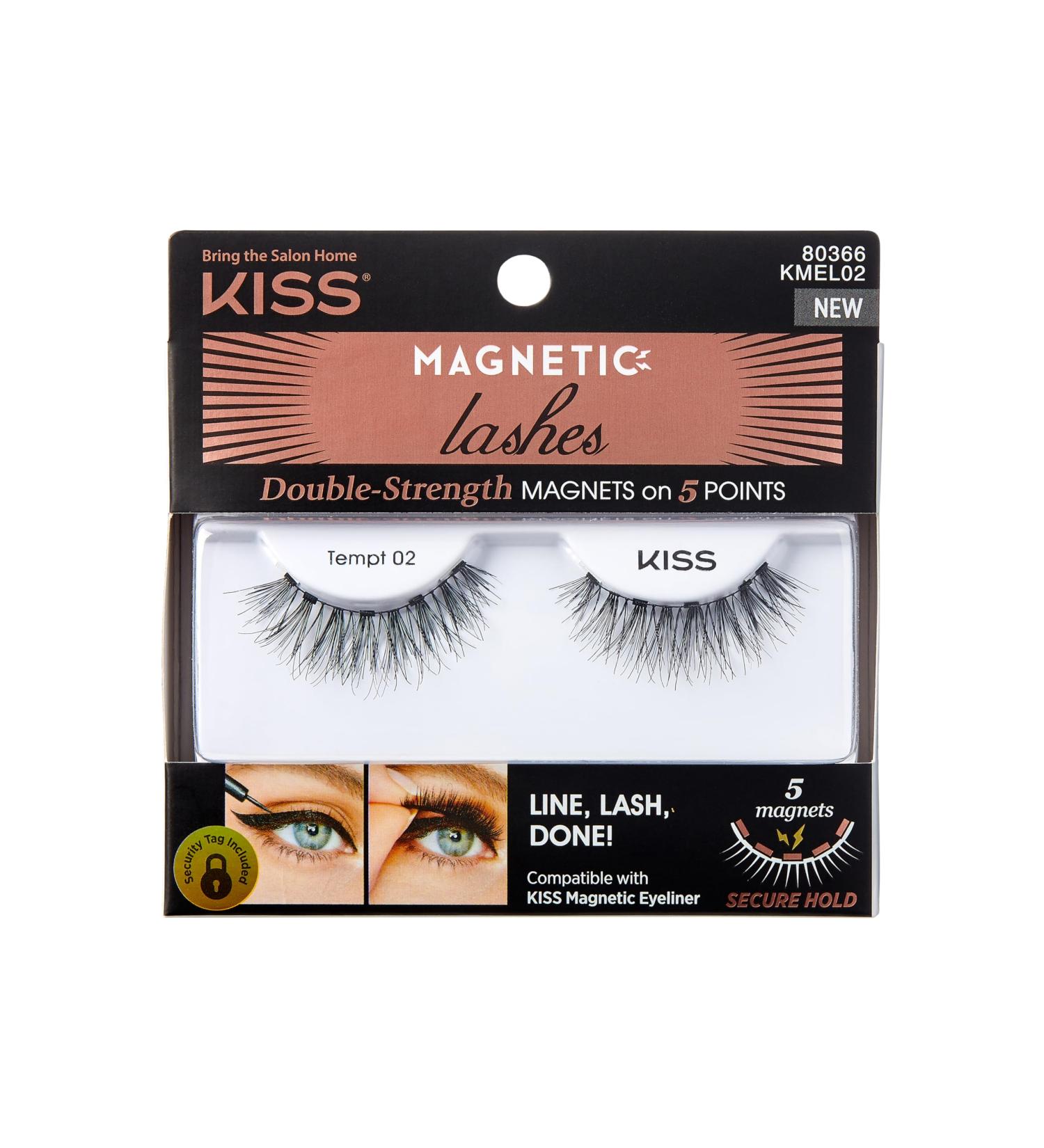 KISS Magnetic Eyelashes Tempt - 1 Pair Synthetic False Lashes with 5 Double Strength Magnets | Shop Now for International Shipping - Buy Online on GoSupps.com