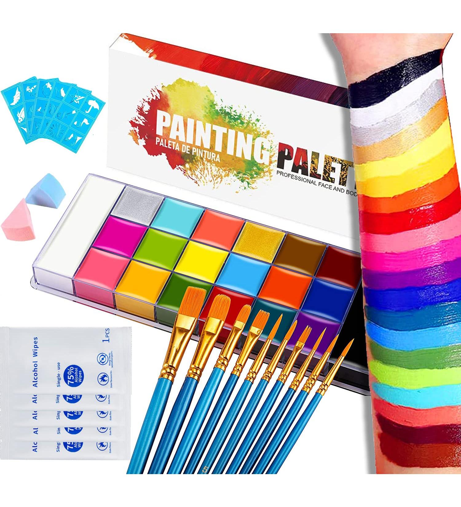 20 Colors Face Body Painting Set - Safe Oil Makeup for Halloween Carnival Parties & Theater - Buy Online on GoSupps.com