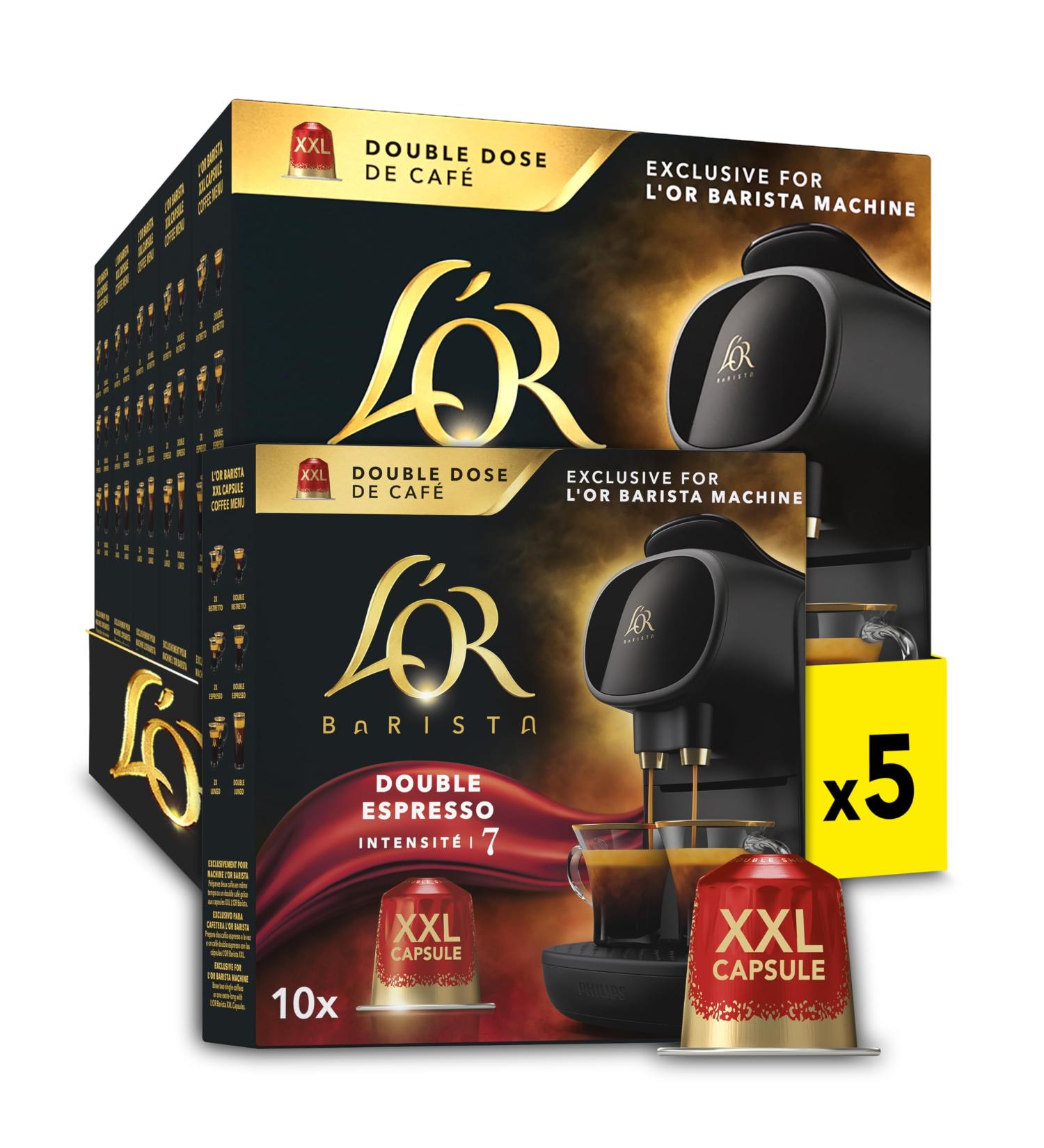  L'OR L'OR - XXL Capsules - Splendente - Intensity 7 - Light Roast - Exclusive L'Or BARISTA Compatibility - 5 packs of 10 aluminium capsules - Buy Online on GoSupps.com