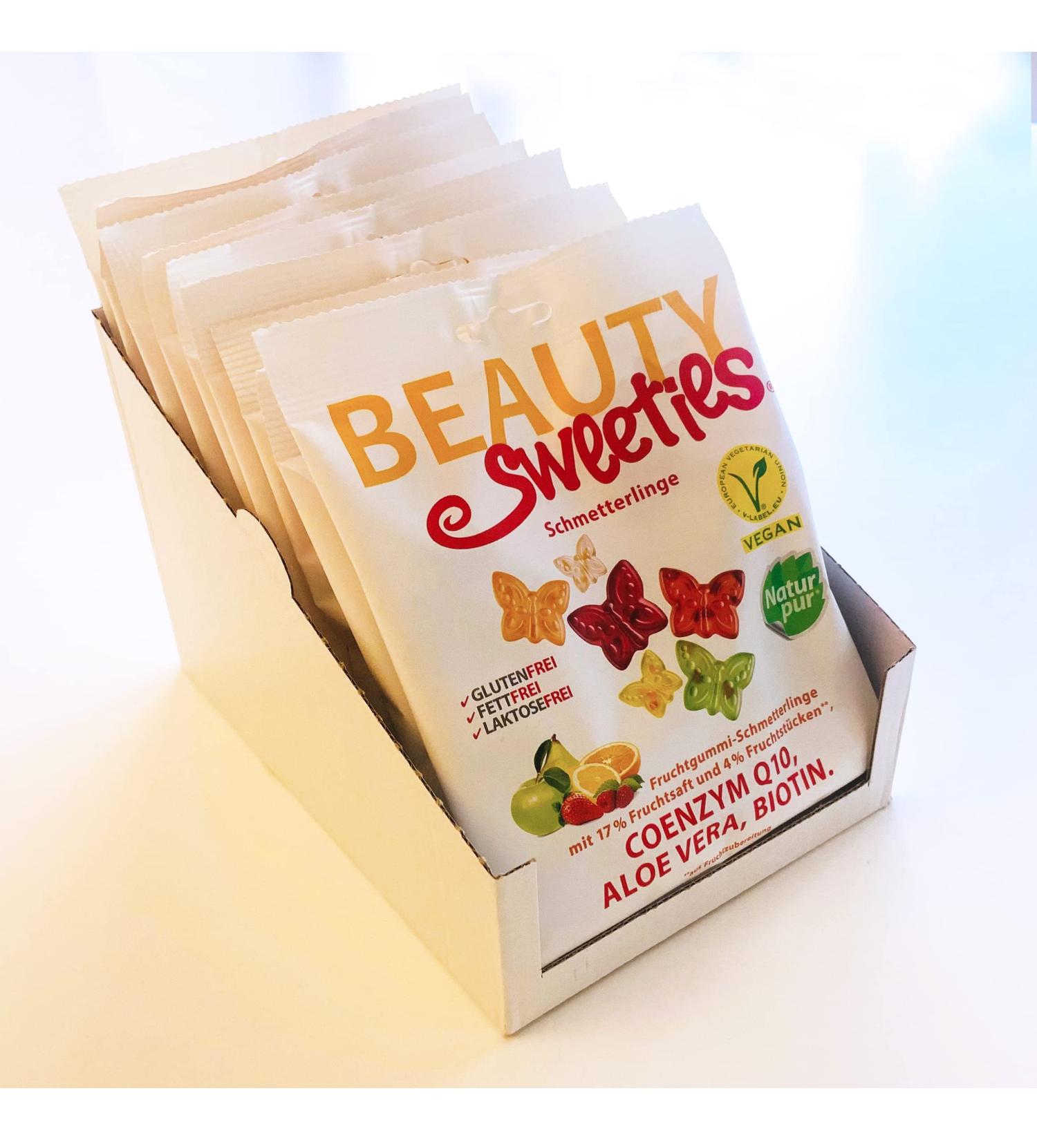 Beautysweies Vegan Fruit Rubber Butterflies - 125g Storage Pack | Fruity-Sweet with 17% Juice & 4% Fruit Pieces | 10-Pack for Delicious Snacking - Buy Online on GoSupps.com