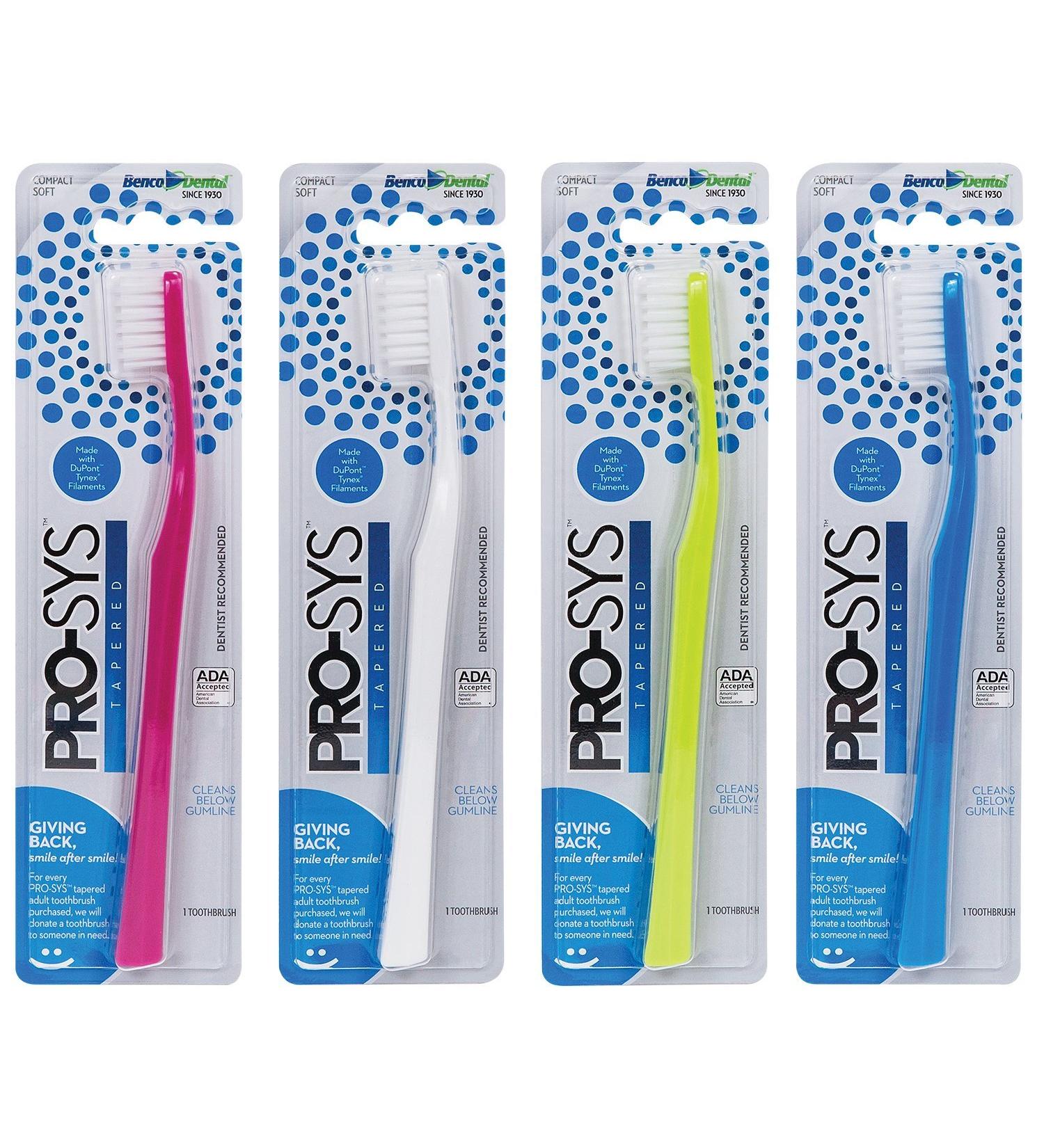 PRO-SYS Adult Tapered Soft Toothbrush (Colorful 4-Pack) - ADA Accepted - Buy Online on GoSupps.com