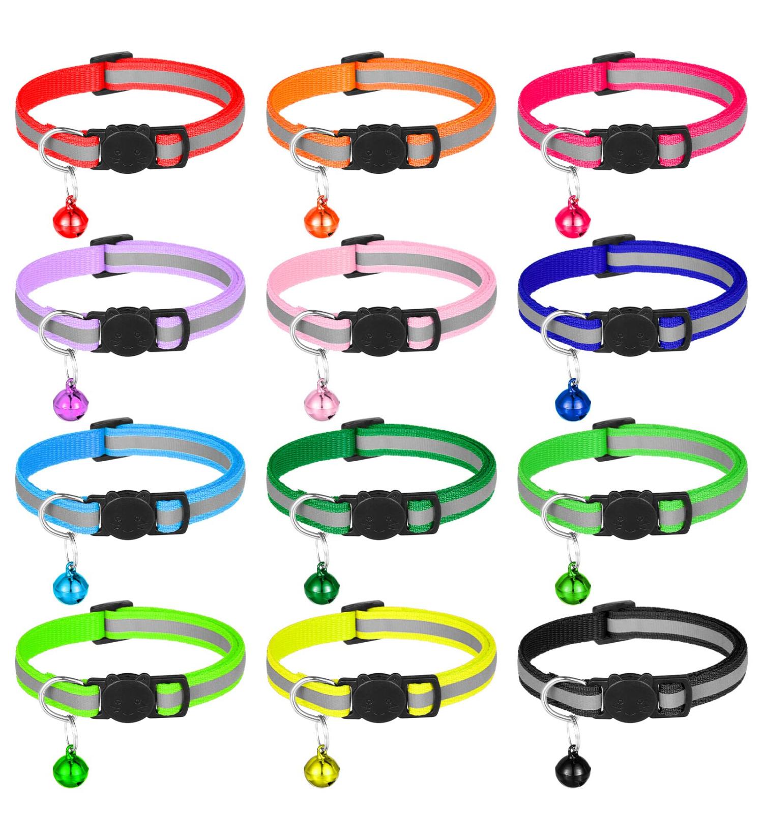 Tonyg-P Reflective Cat Neck Bands - 12 Adjustable Pieces with Bells & Safety Closure (19-32cm) - Perfect for All Domestic Cats - Buy Online on GoSupps.com
