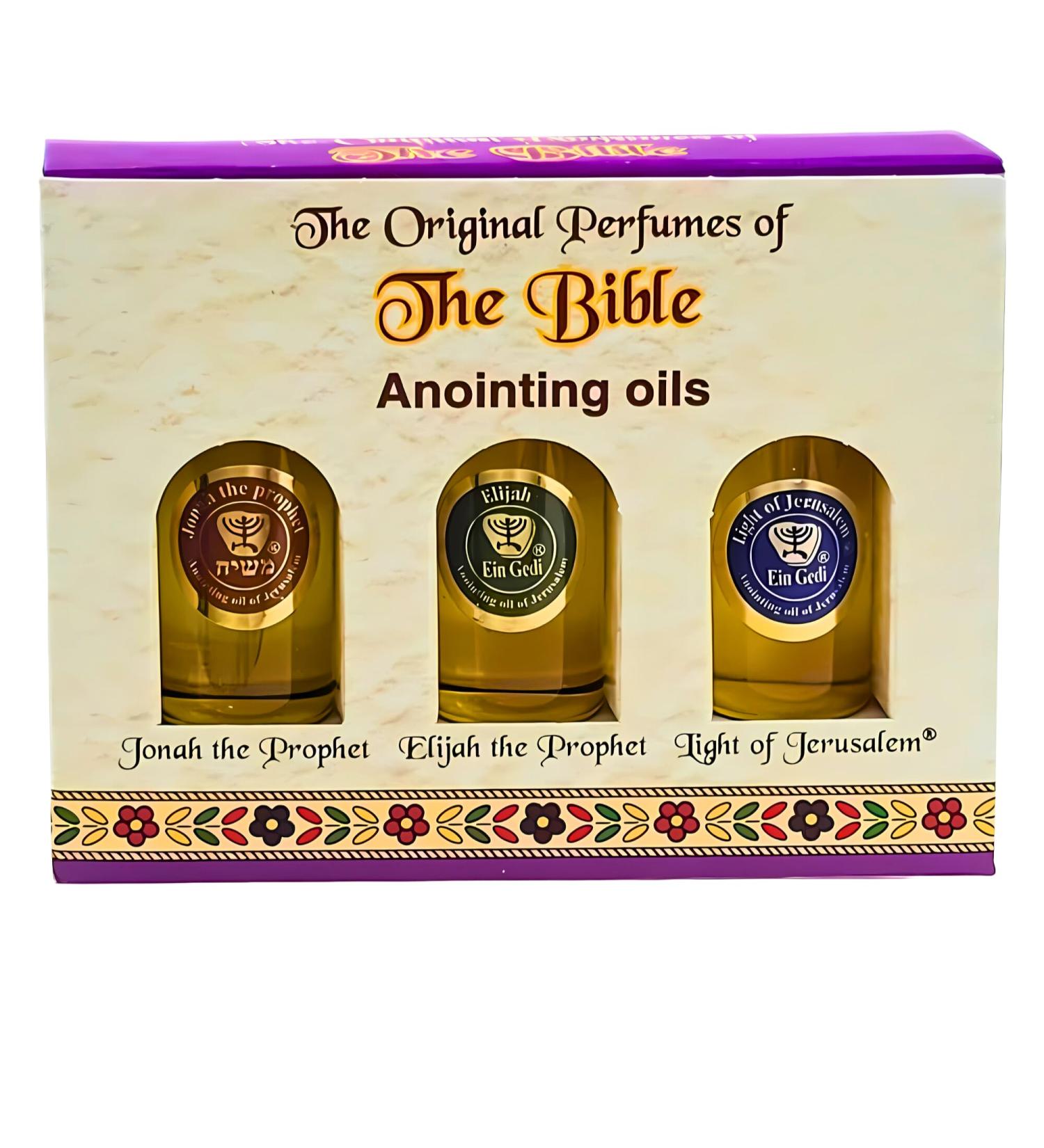 Set of 3 Anointing Oils from Holyland with Essential Oils of The Bible - Recommended for Spiritual Gift Religious Gift Meditation Prayers and Blessings. (Set of 3 Prophets & Jerusalem) Prophets & Jerusalem 0.33 Fl Oz (Pack of 3)