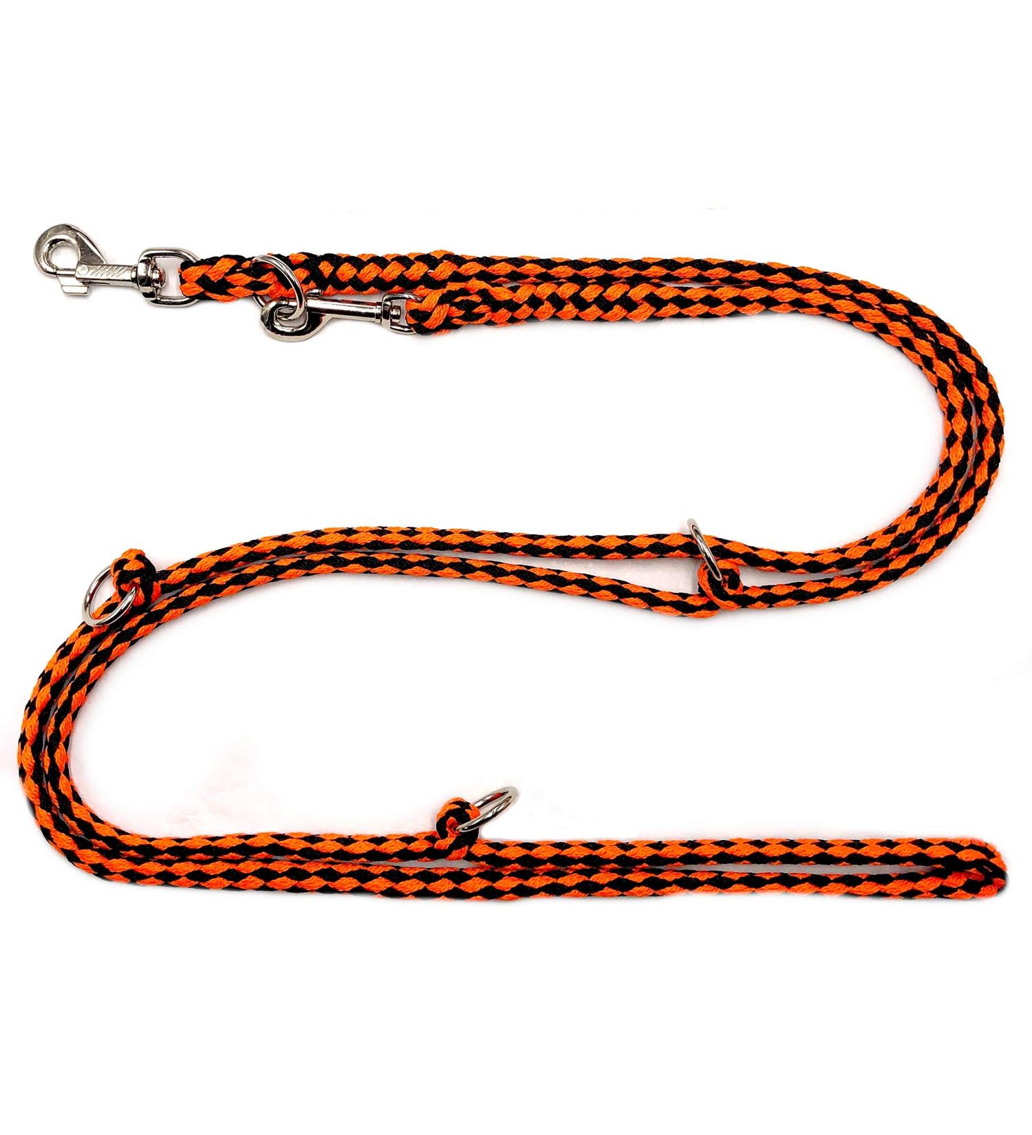 Dogeline Double Leash Practice Leash for medium dogs up to 45 kg over 39 colors very stable (2.80 m Texas) 2.80 m black-orange