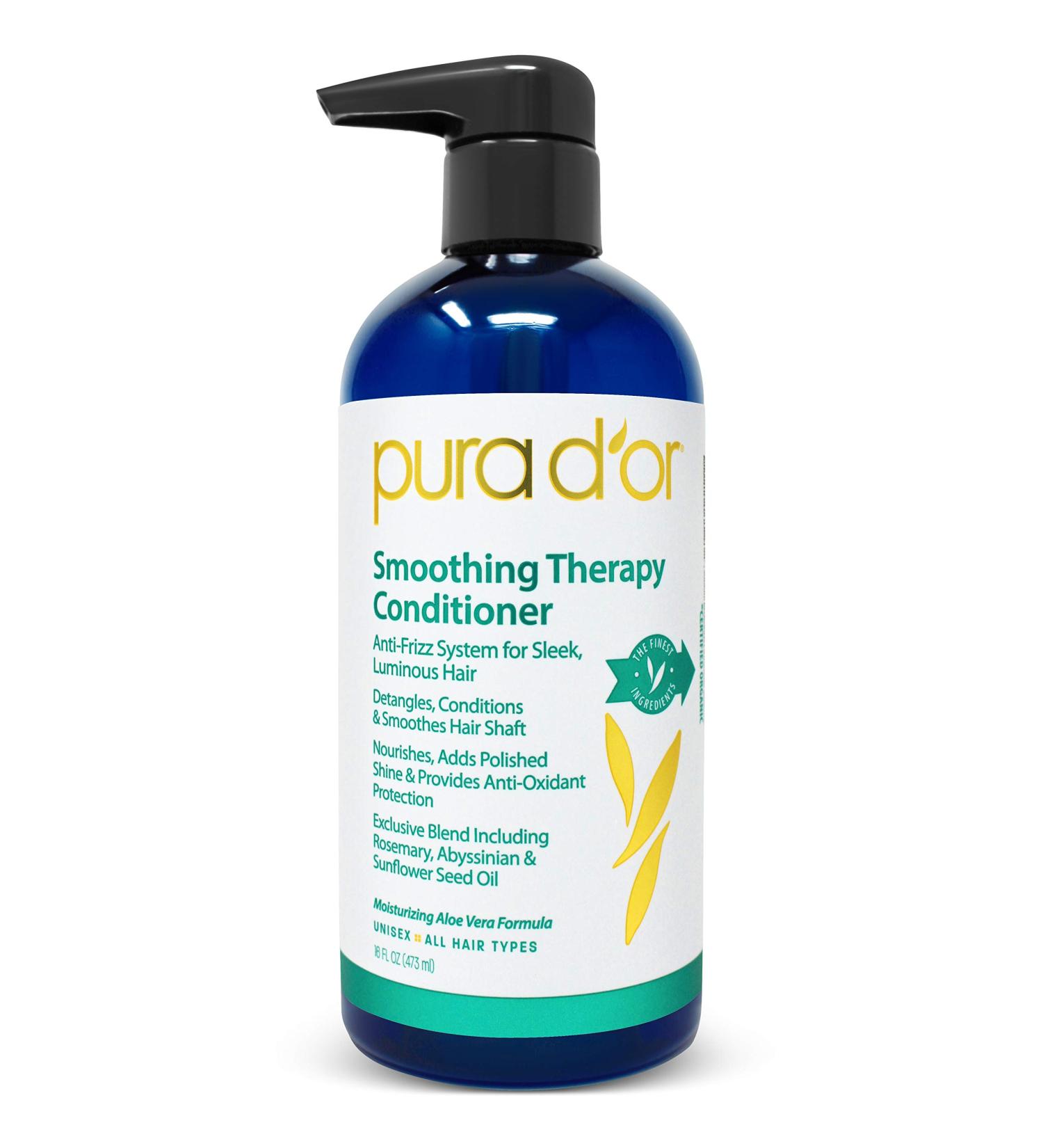 PURA D'OR Smoothing Therapy Conditioner (16oz) | Anti-Frizz for Dry, Brittle Hair | Natural Ingredients | Men & Women - Buy Online on GoSupps.com