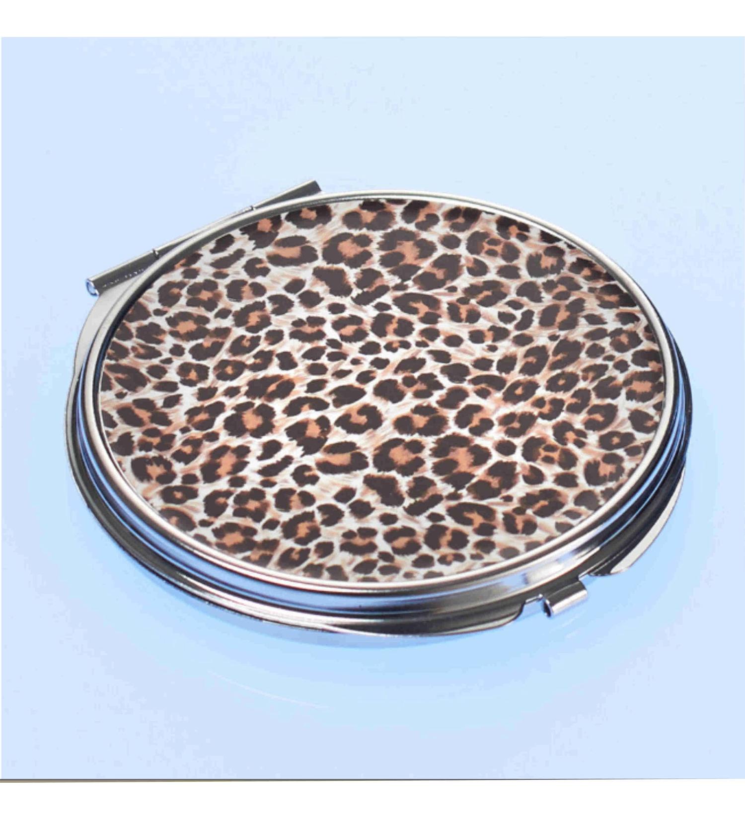 Pocket mirror with Leo pattern silver