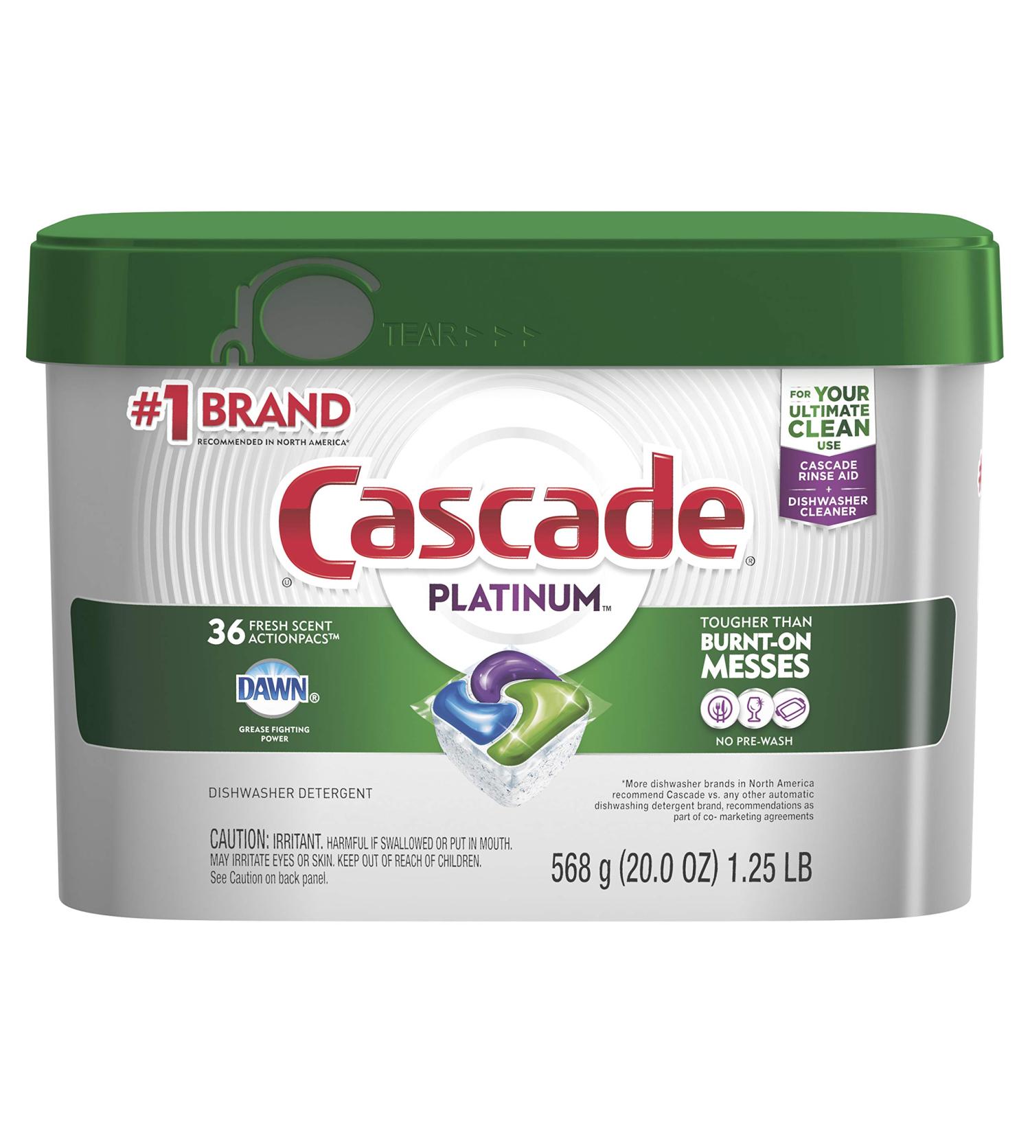 Cascade Platinum Dishwasher Pods - 36 Count ActionPacs Detergent with Cleaner Action, Fresh Scent - Buy Online on GoSupps.com
