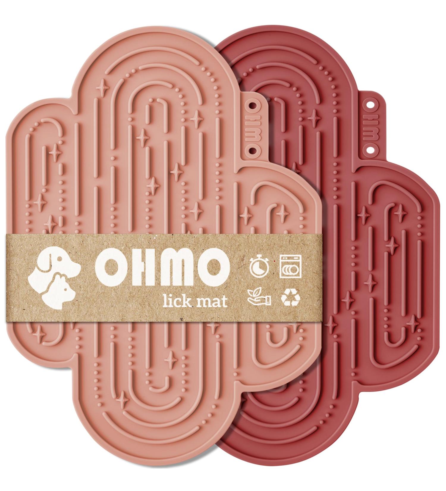 Ohmo Lick Mat for Dogs and Cats - 2PCS Cute Cactus Design Leakproof Silicone Feeding Mats for Pet Fear Relief & Slow Feeding (Coral & Cherry Red) - Buy Online on GoSupps.com