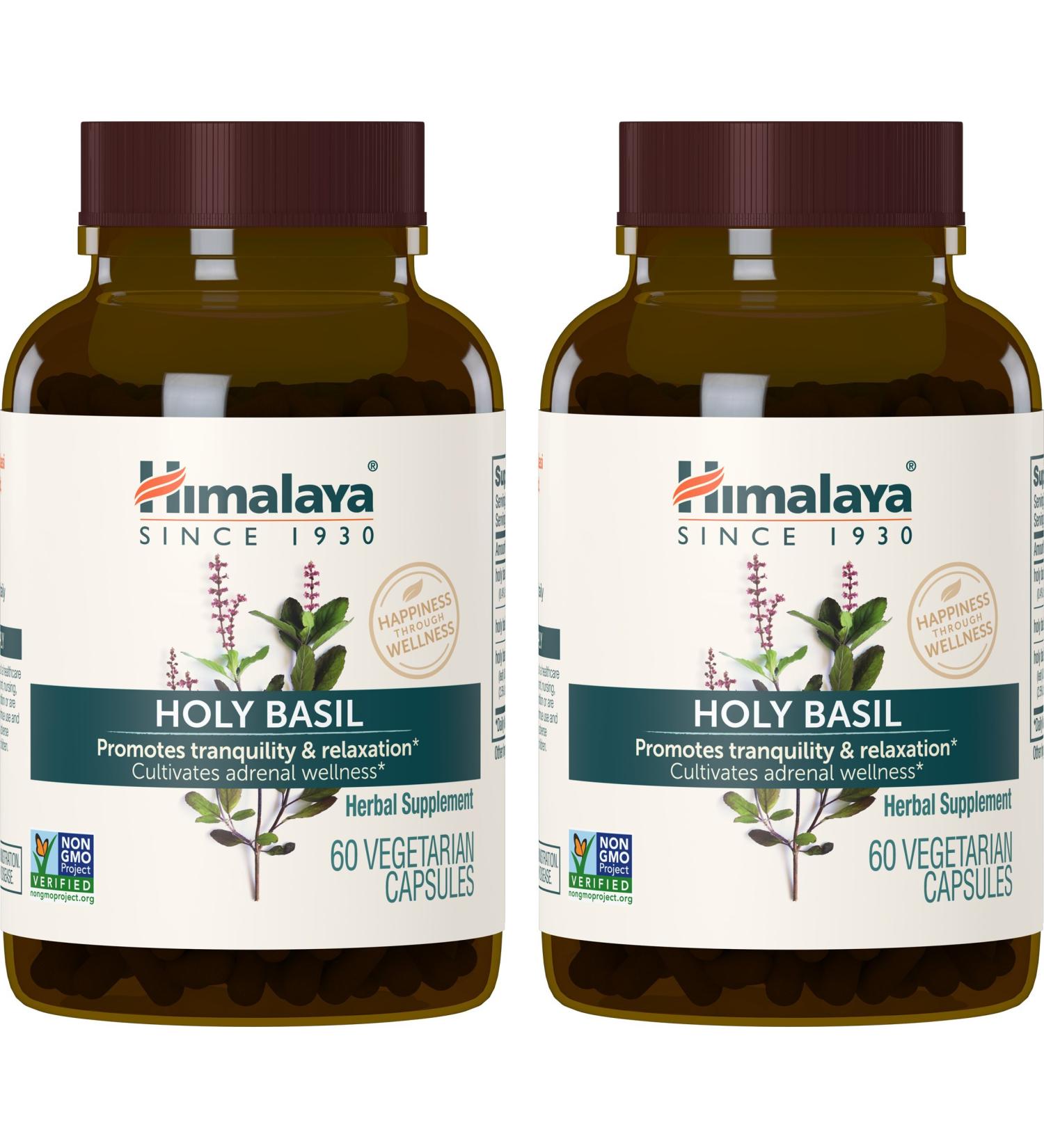 Himalaya Holy Basil - 60 Vegetarian Capsules for Stress Relief & Wellness - Buy Online on GoSupps.com