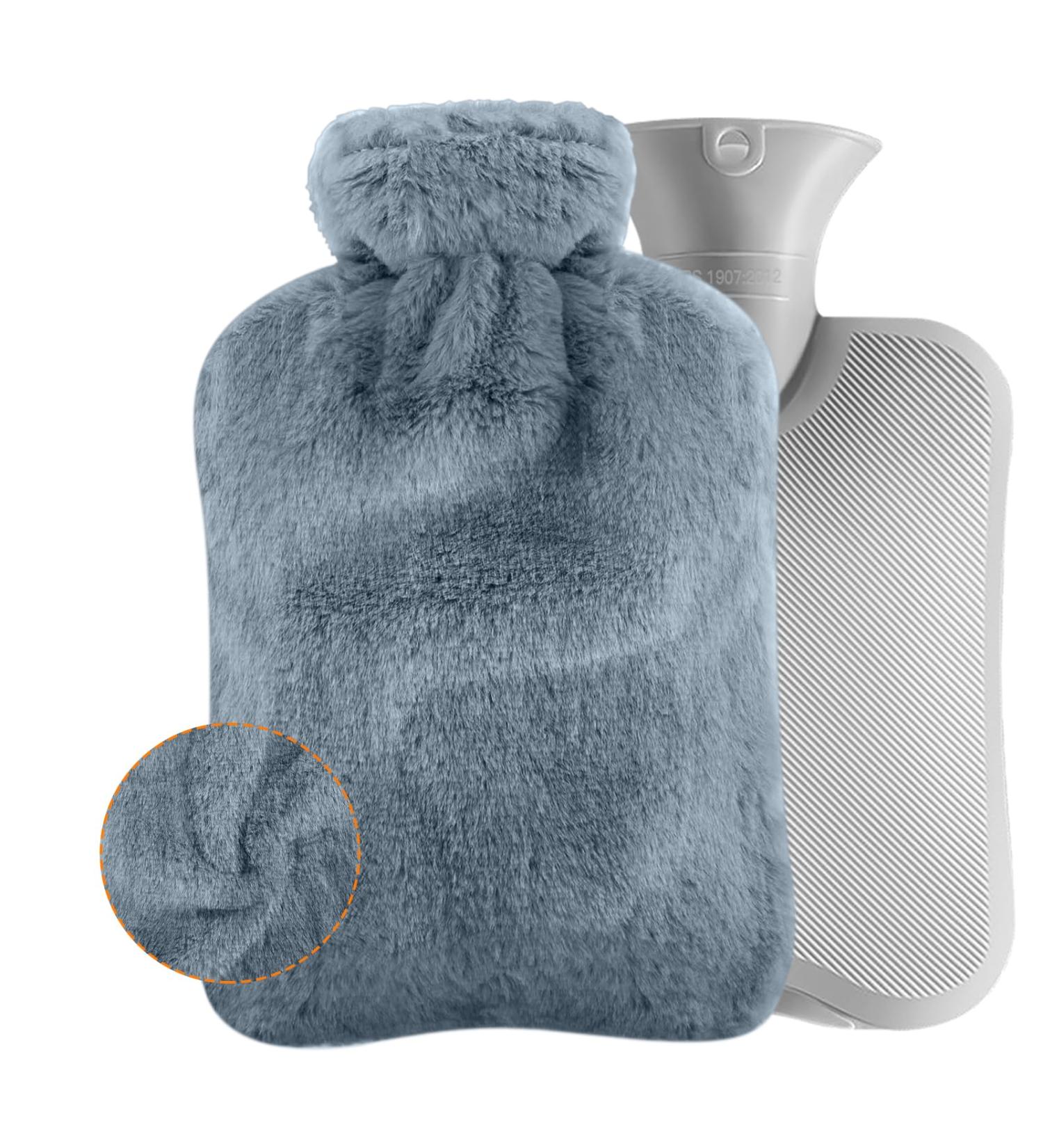 Hot Water Bottle with Cover 2L Hot Water Bag Extra Large with PVC Leak-Proof Hot Water Bag and Soft Fluffy Cover for Hand Feet Waist Warmer Menstrual Cramps Hot or Cold Compress - Buy Online on GoSupps.com