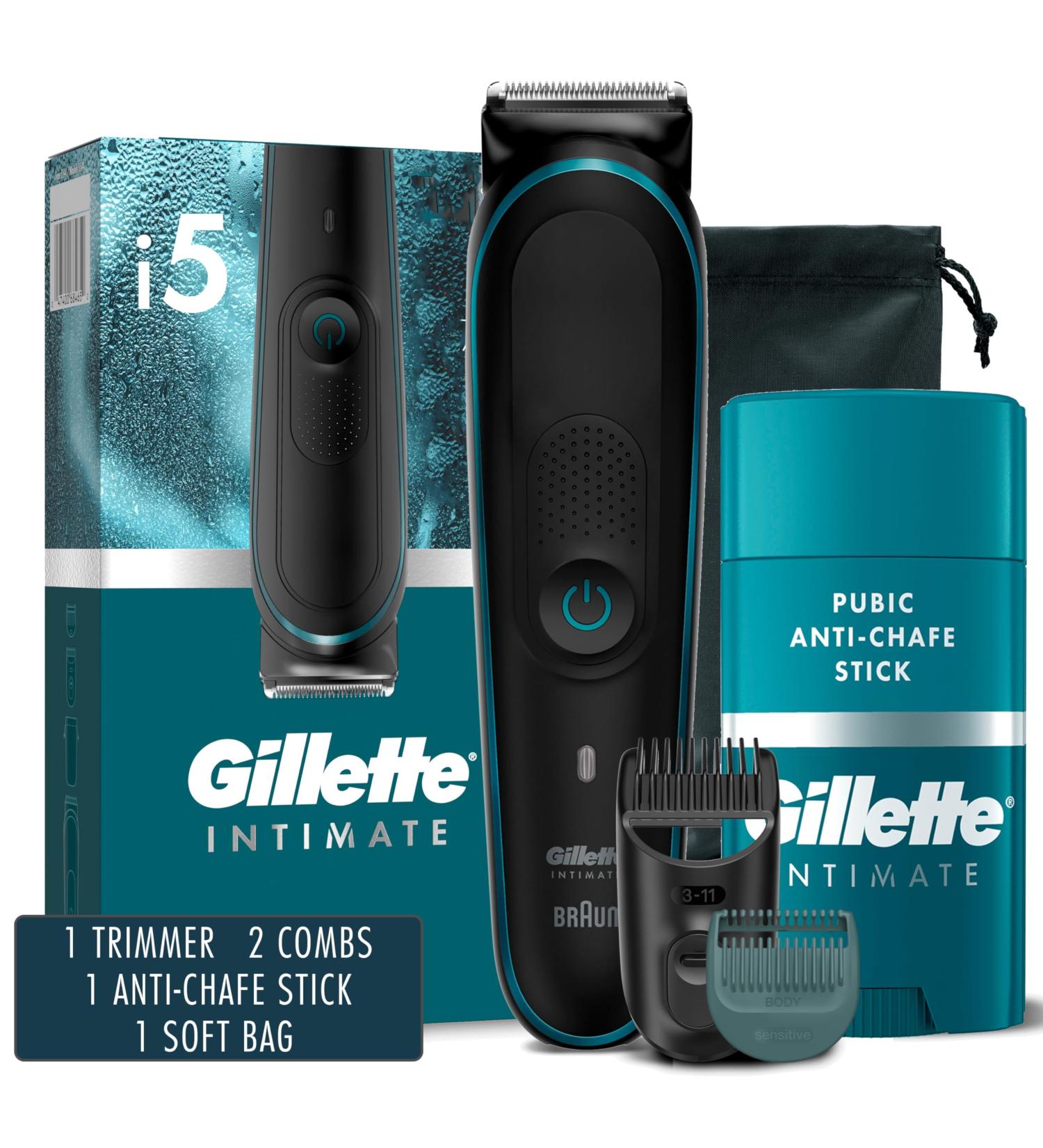 Gillette Intimate Men s Pubic Hair Trimmer - Waterproof Cordless & Includes Anti-Chafe Stick | Ultimate Grooming Gift Set - Buy Online on GoSupps.com