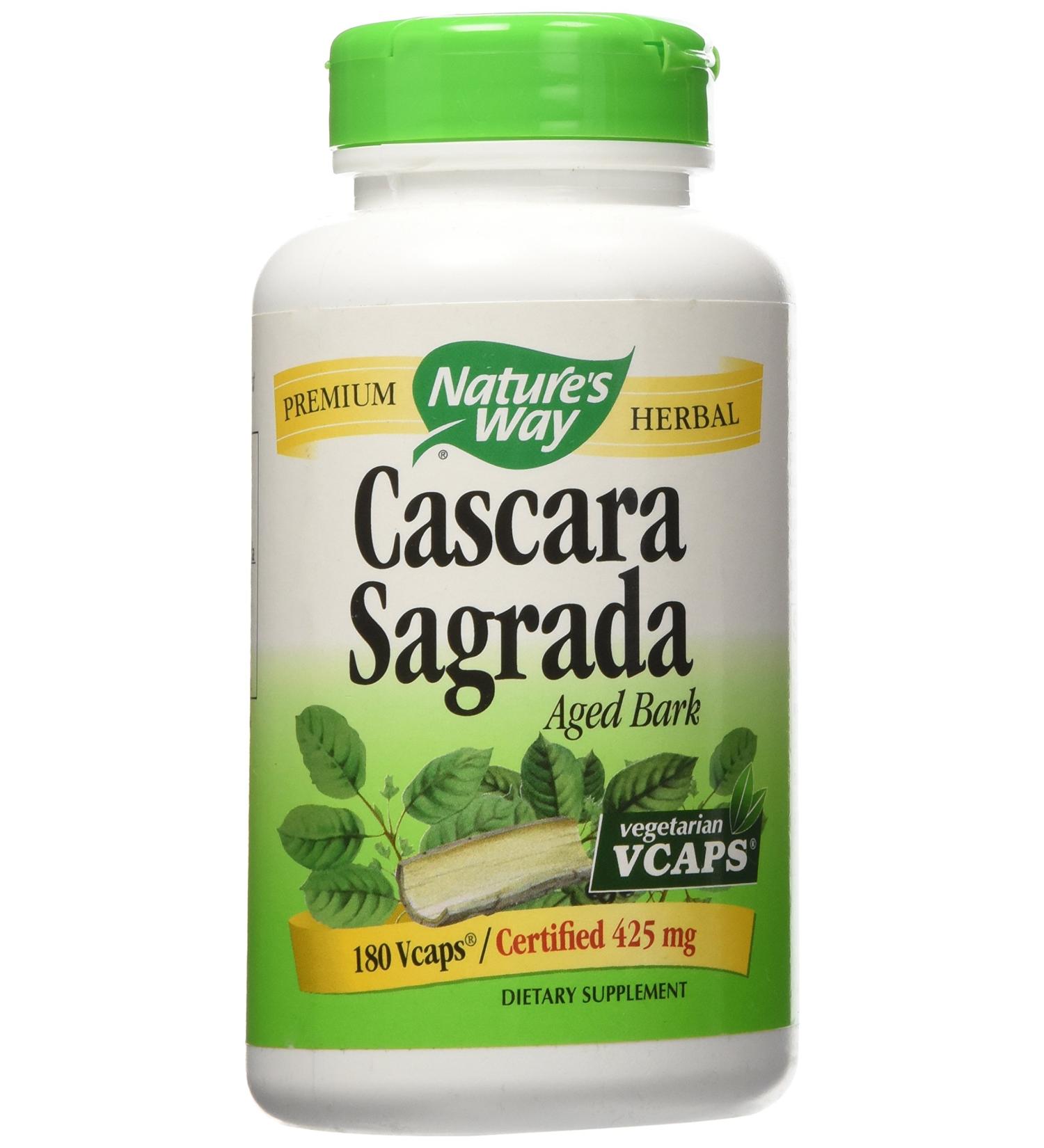 Natures Way Cascara Sagrada Bark 180 Vcaps - Natural Digestive Support - Buy Online on GoSupps.com